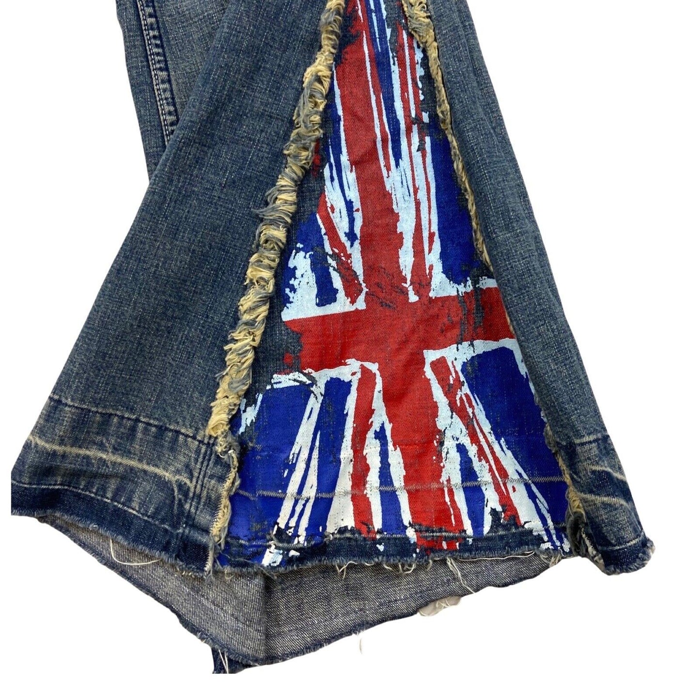 Vintage 90s 00s Blue Union Jack USA Freeman T. Porter Denim Flares Jeans 32" 12