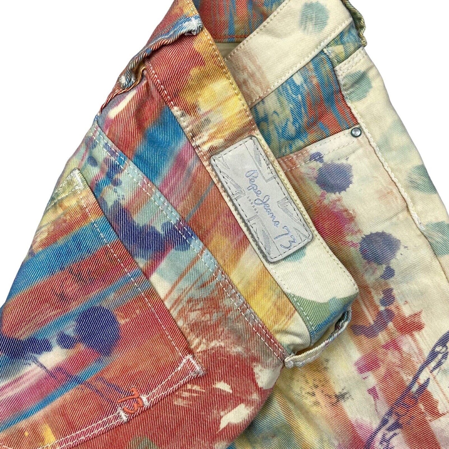 00s Y2K Multi-Colour Paint Splatter Sugar Rush Pepe Jeans Skinny Jeans 29" 8 10