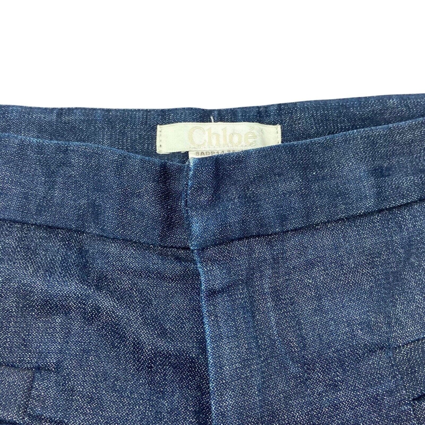 Chloe 00s Y2K Indigo Blue Denim Designer Wide Leg Jeans W32 L33 UK 14