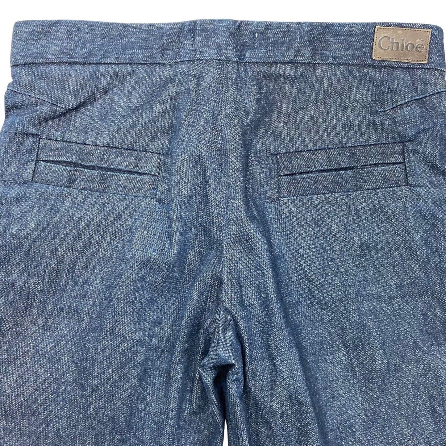Chloe 00s Y2K Indigo Blue Denim Designer Wide Leg Jeans W32 L33 UK 14