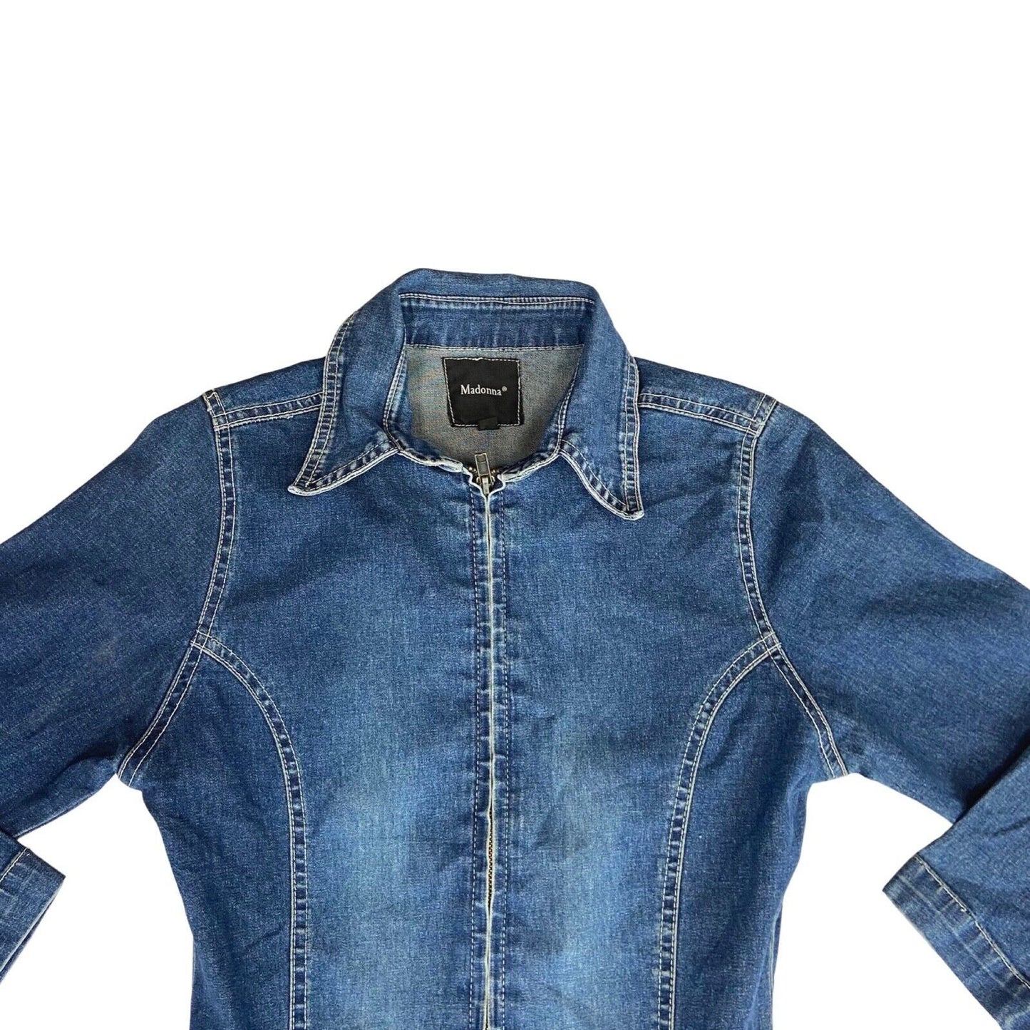 Vintage 90s 00s Blue Denim Zip Up Jumpsuit 10 12 S M