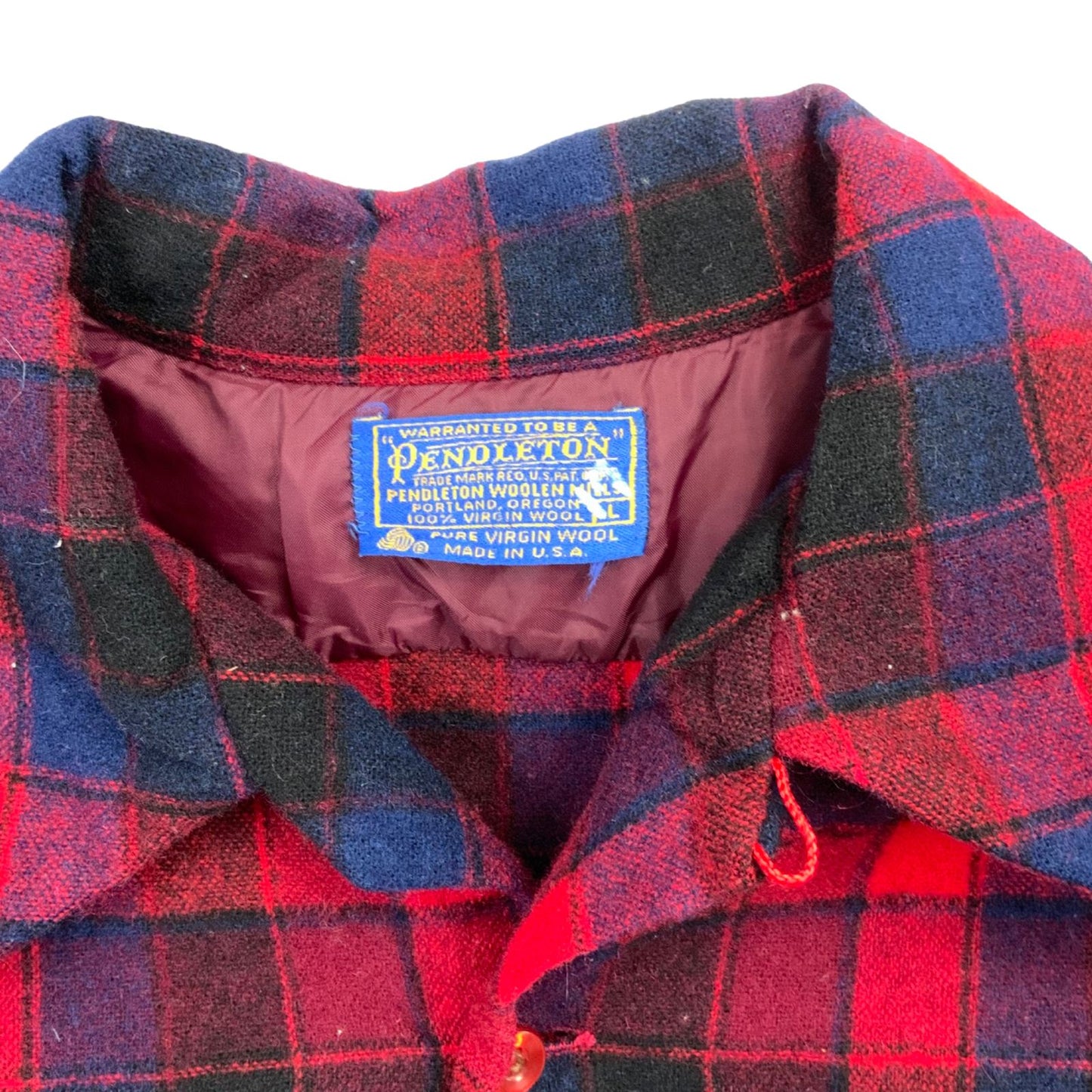 VTG 60s 70s USA RED PENDLETON WOOL BOARD SHIRT CHECK PLAID BEACH BOYS M 44” (40)