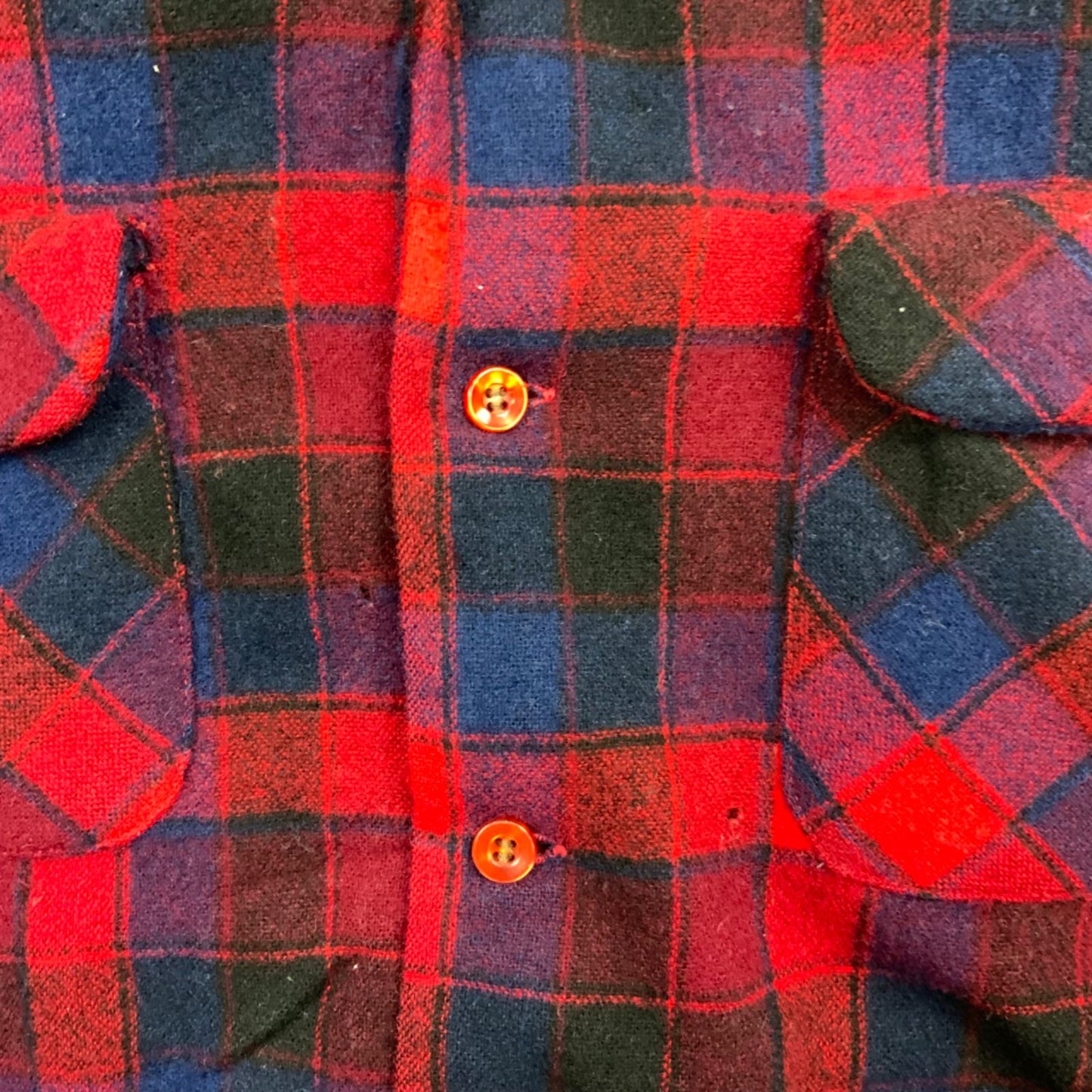 VTG 60s 70s USA RED PENDLETON WOOL BOARD SHIRT CHECK PLAID BEACH BOYS M 44” (40)