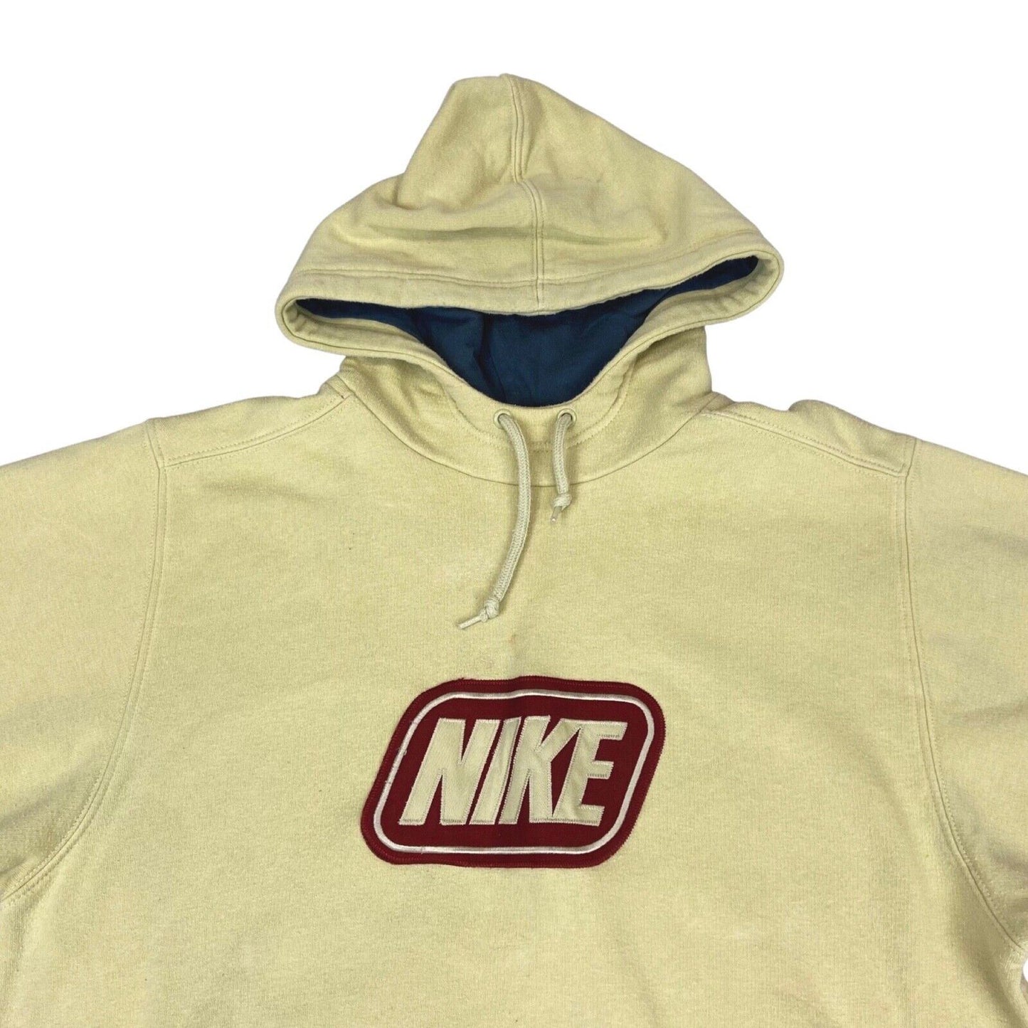 2000's Beige & Burgundy Nike Spell-Out Hoodie Small