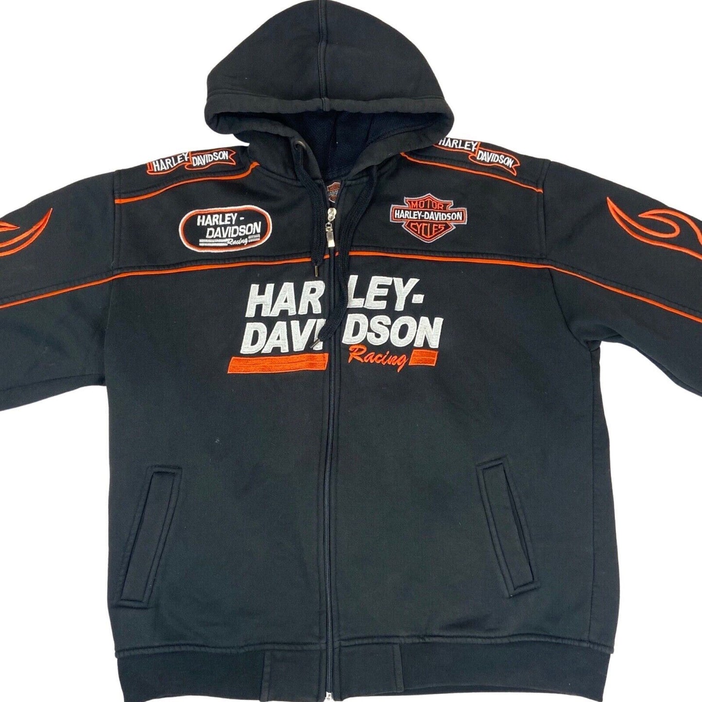 2000s Harley Davidson Racing All Embroidered Zip-Up Hooded Jacket XL