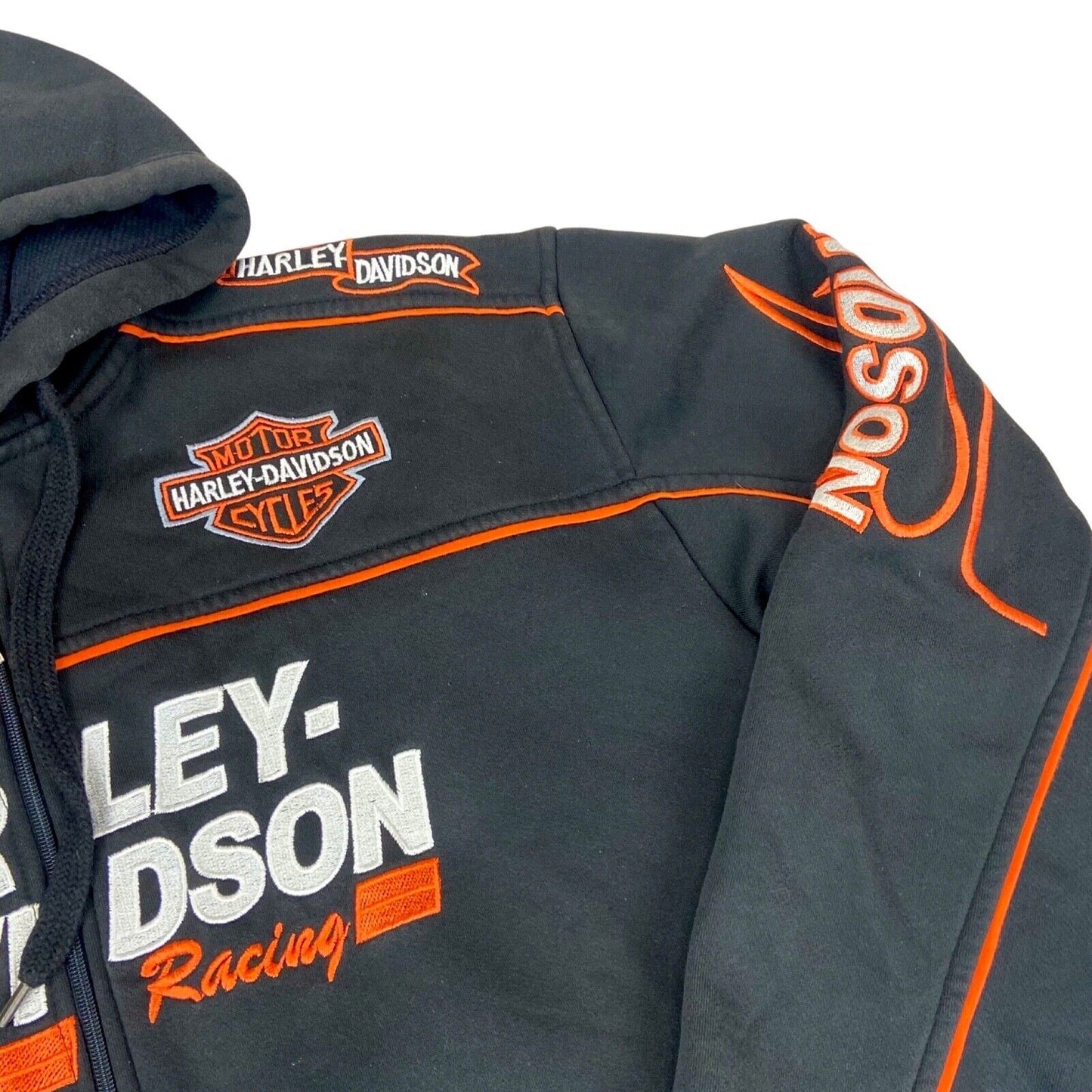 2000s Harley Davidson Racing All Embroidered Zip-Up Hooded Jacket XL