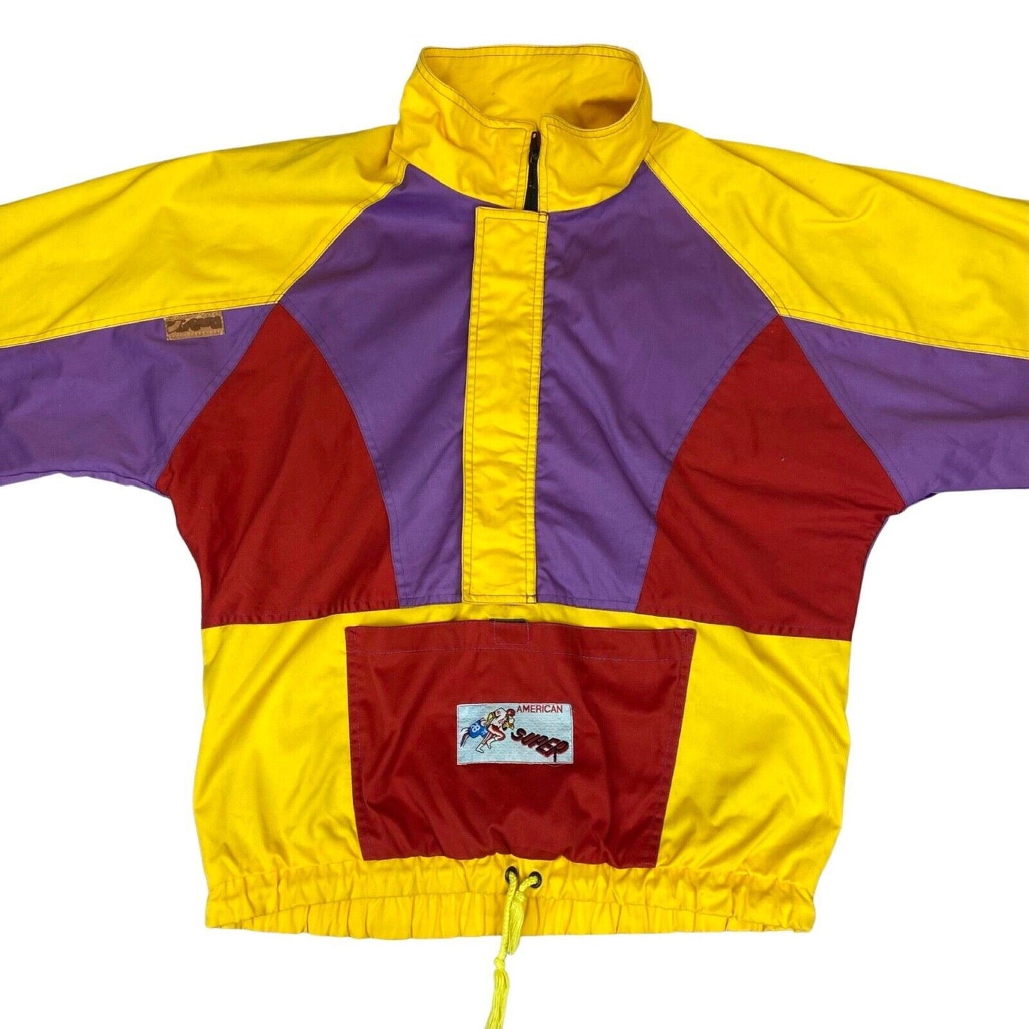 Vintage 80s 90s Yellow Purple Red KIMO Light Weight Wind Breaker XXL