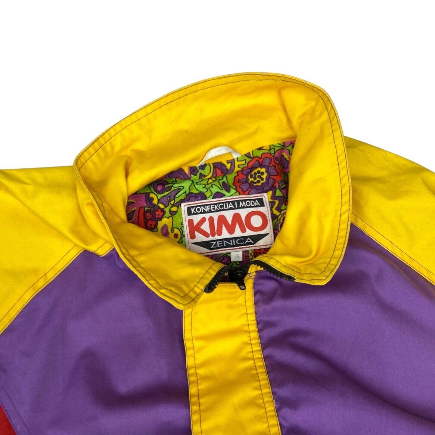 Vintage 80s 90s Yellow Purple Red KIMO Light Weight Wind Breaker XXL