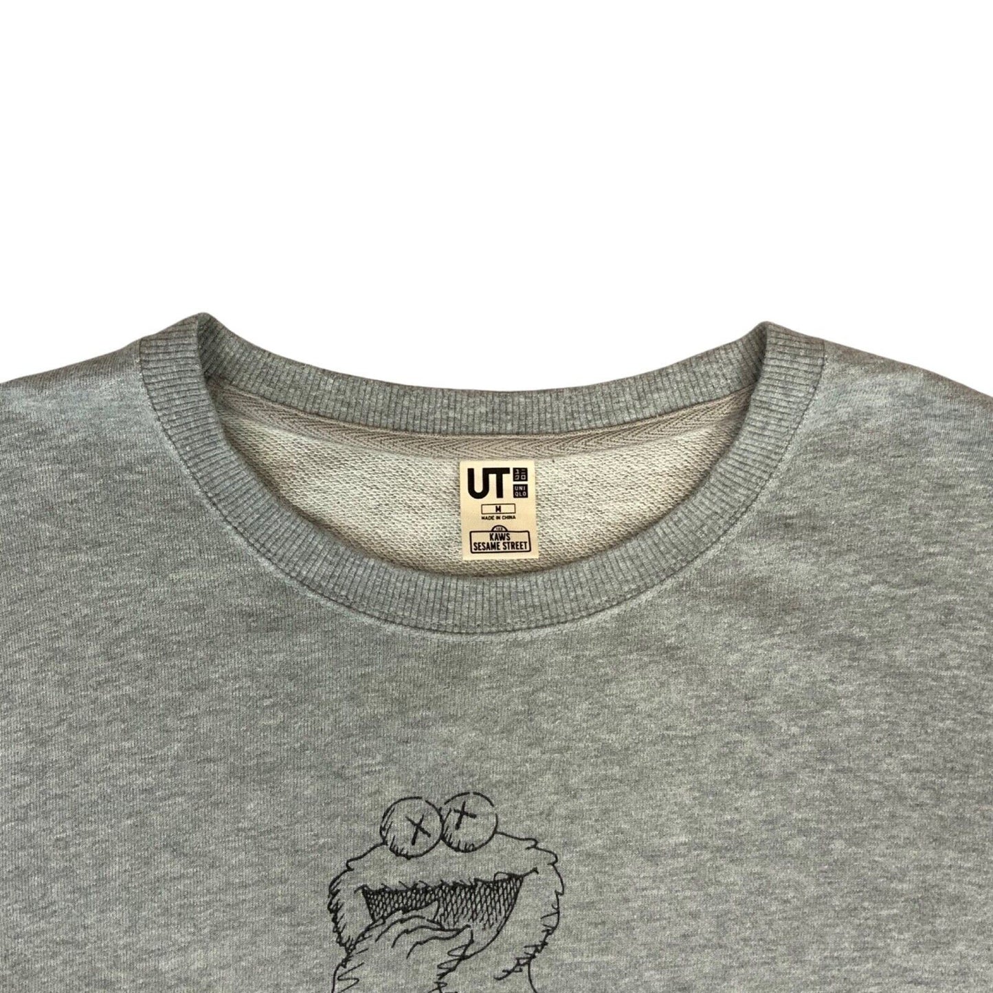 00s Y2K Grey Black Uniqlo x Kaws x Sesame Street Elmo Cookie Monster Jumper M