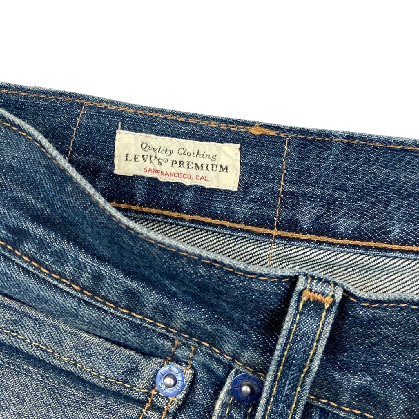 LEVIS PREMIUM 501 BIG E RED TAB PREMIUM DENIM JEANS ROCKABILLY 36W 34L