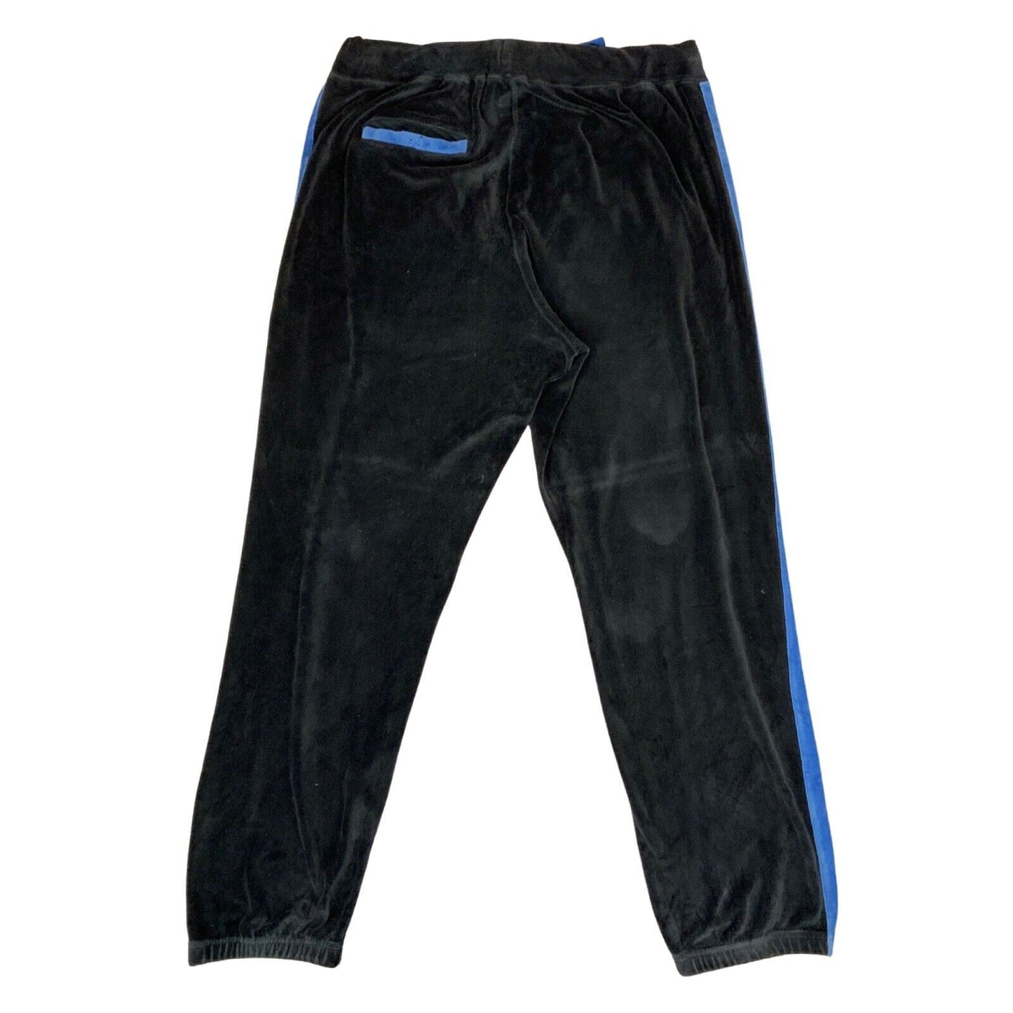 Vintage 00s Y2K Black Blue Tommy Hilfiger Velour Track Pants Joggers Stripped L