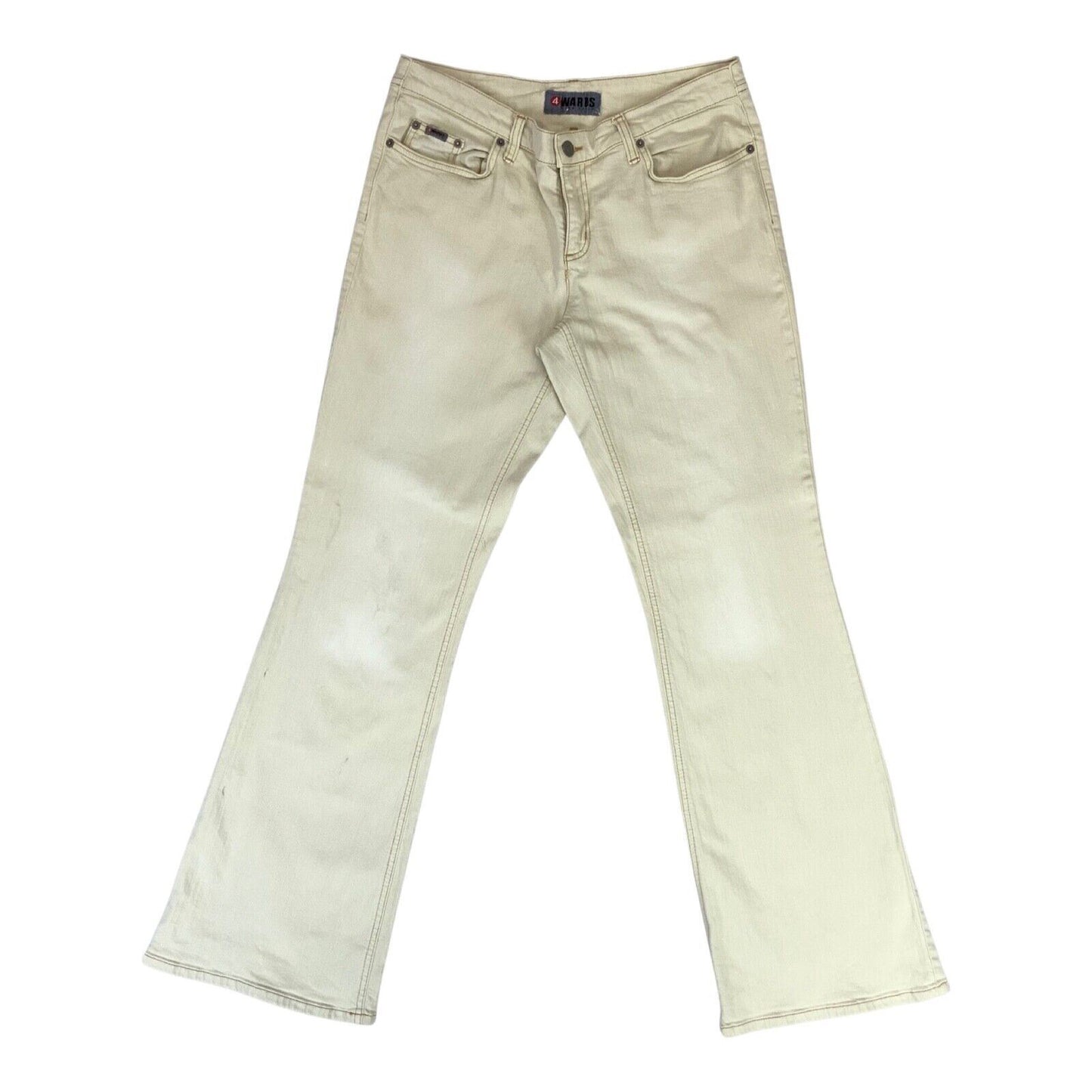 Vintage 90s 00s Cream 4Wards Flared Mid Rise Jeans W32L32 M 12 14