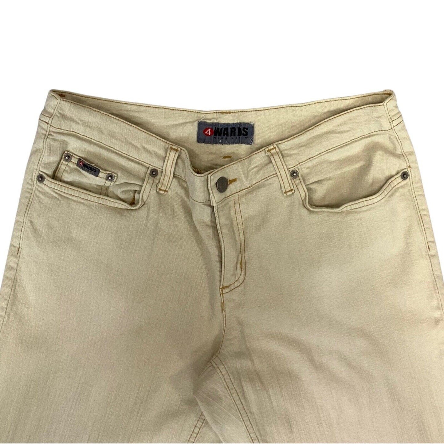 Vintage 90s 00s Cream 4Wards Flared Mid Rise Jeans W32L32 M 12 14