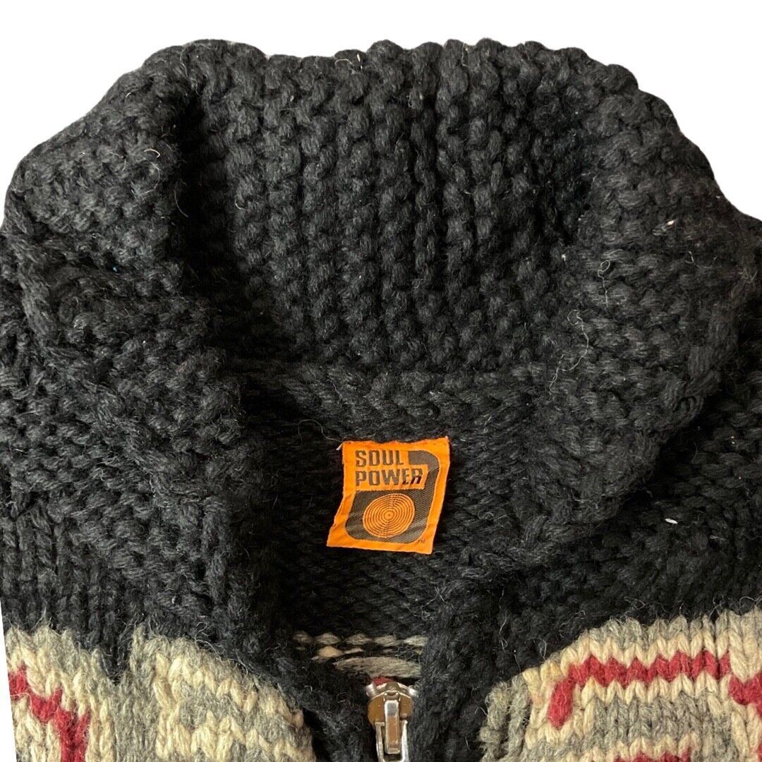 VTG WOOL SKULL CARDIGAN NATIVE AMERICAN CANADIAN KNIT ROCKABILLY 40” (38) M