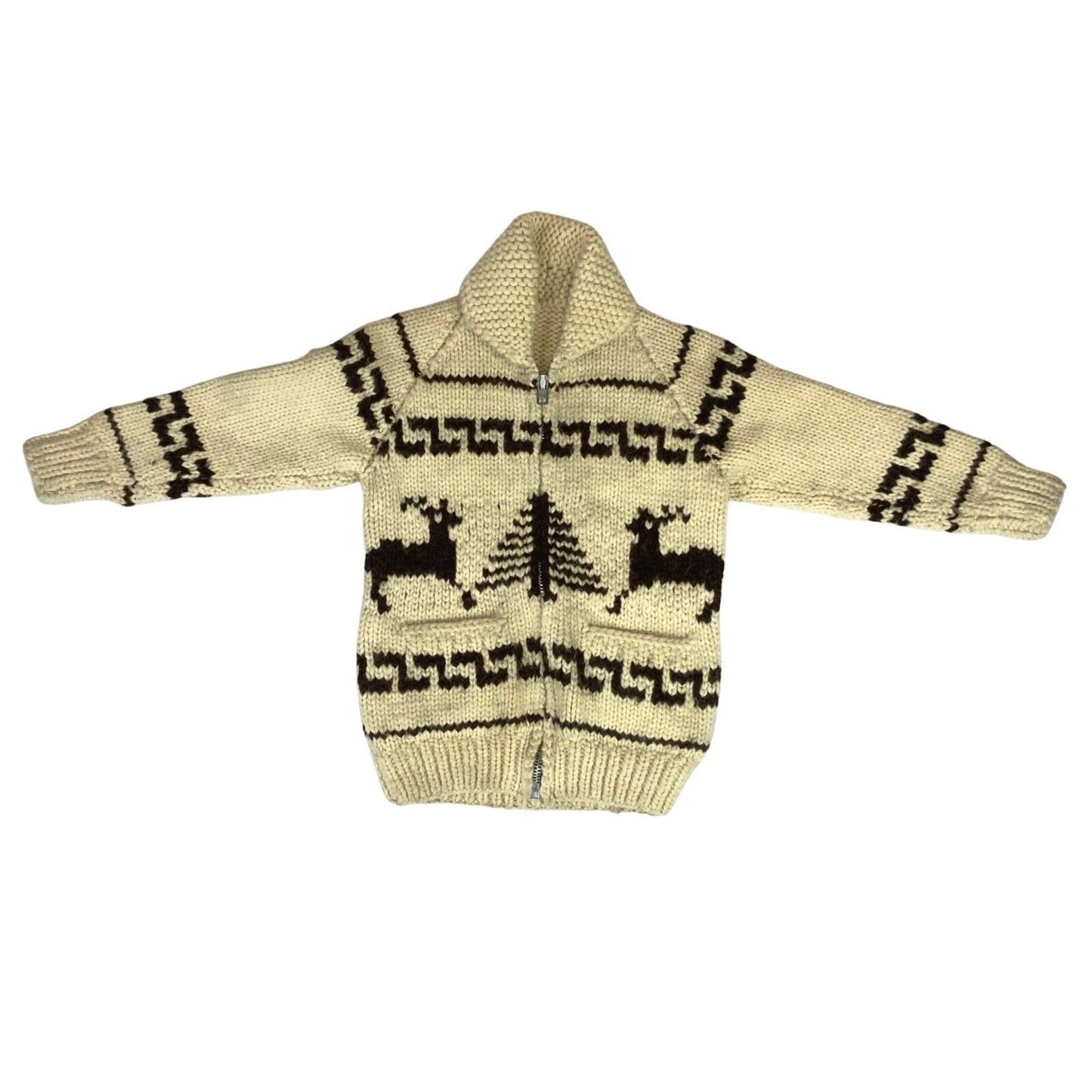 VTG 70S CHILDRENS NATIVE CANADIAN COWICHAN INDIAN CARDIGAN ROCKABILLY 34” (30”)