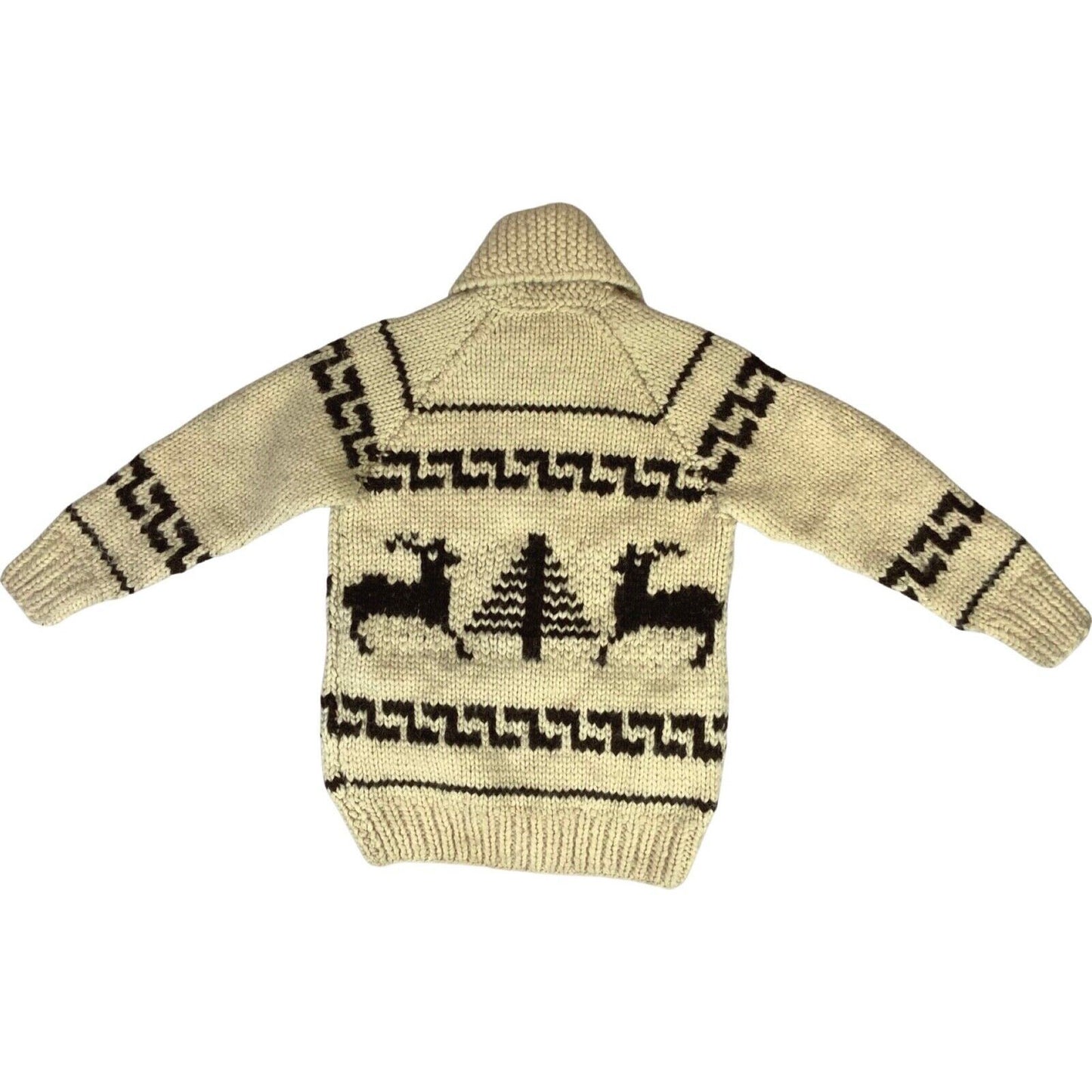 VTG 70S CHILDRENS NATIVE CANADIAN COWICHAN INDIAN CARDIGAN ROCKABILLY 34” (30”)