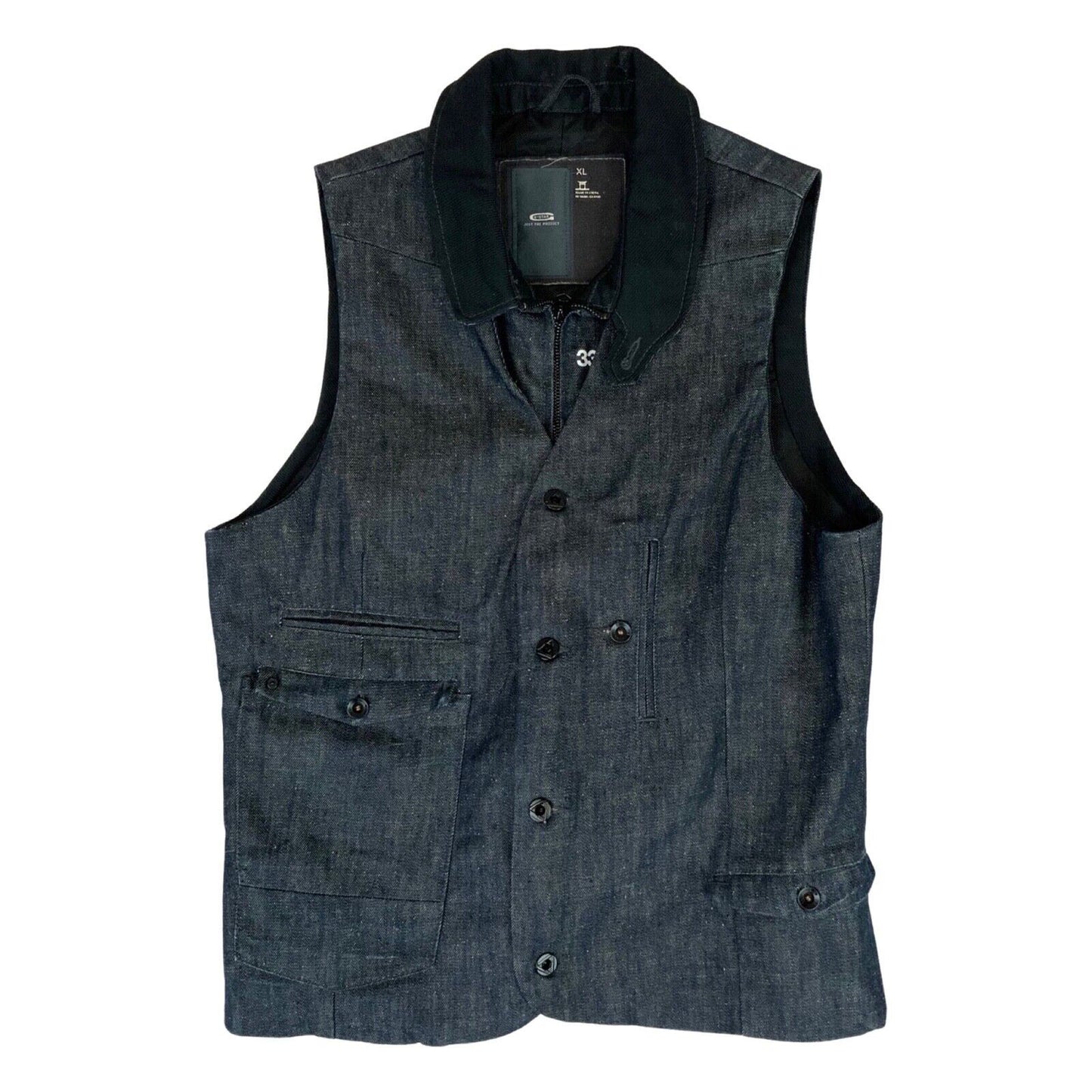 Vintage Y2K Dark Blue G-Star Denim Gilet Waistcoat M