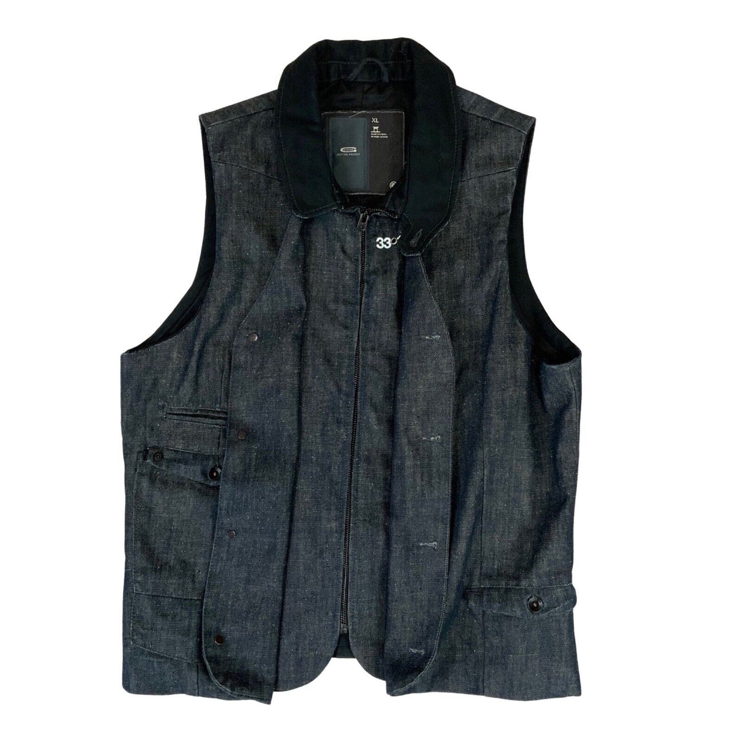 Vintage Y2K Dark Blue G-Star Denim Gilet Waistcoat M
