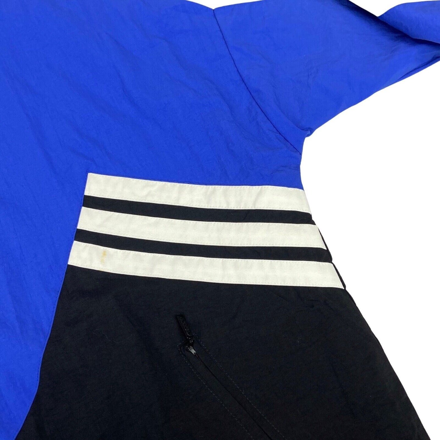 Vintage 90s 00s Blue Black Adidas Embroidered Three Stripe Windbreaker XL