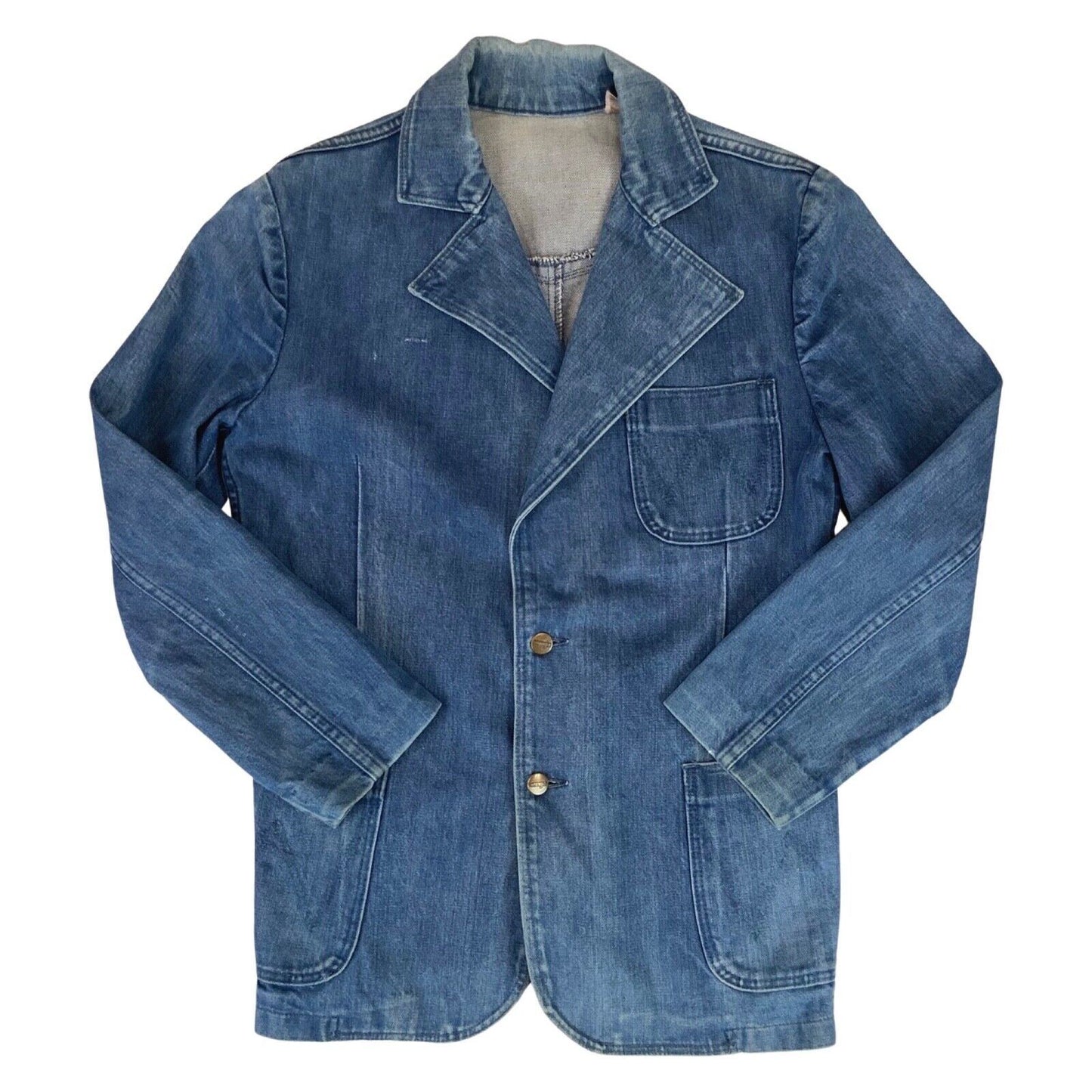 RARE VTG 70s WRANGLER DENIM BLAZER TUXEDO WESTERN SPORTS JACKET MOD 40” (36) S