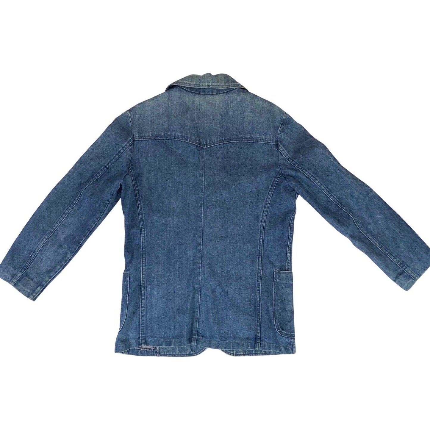 RARE VTG 70s WRANGLER DENIM BLAZER TUXEDO WESTERN SPORTS JACKET MOD 40” (36) S