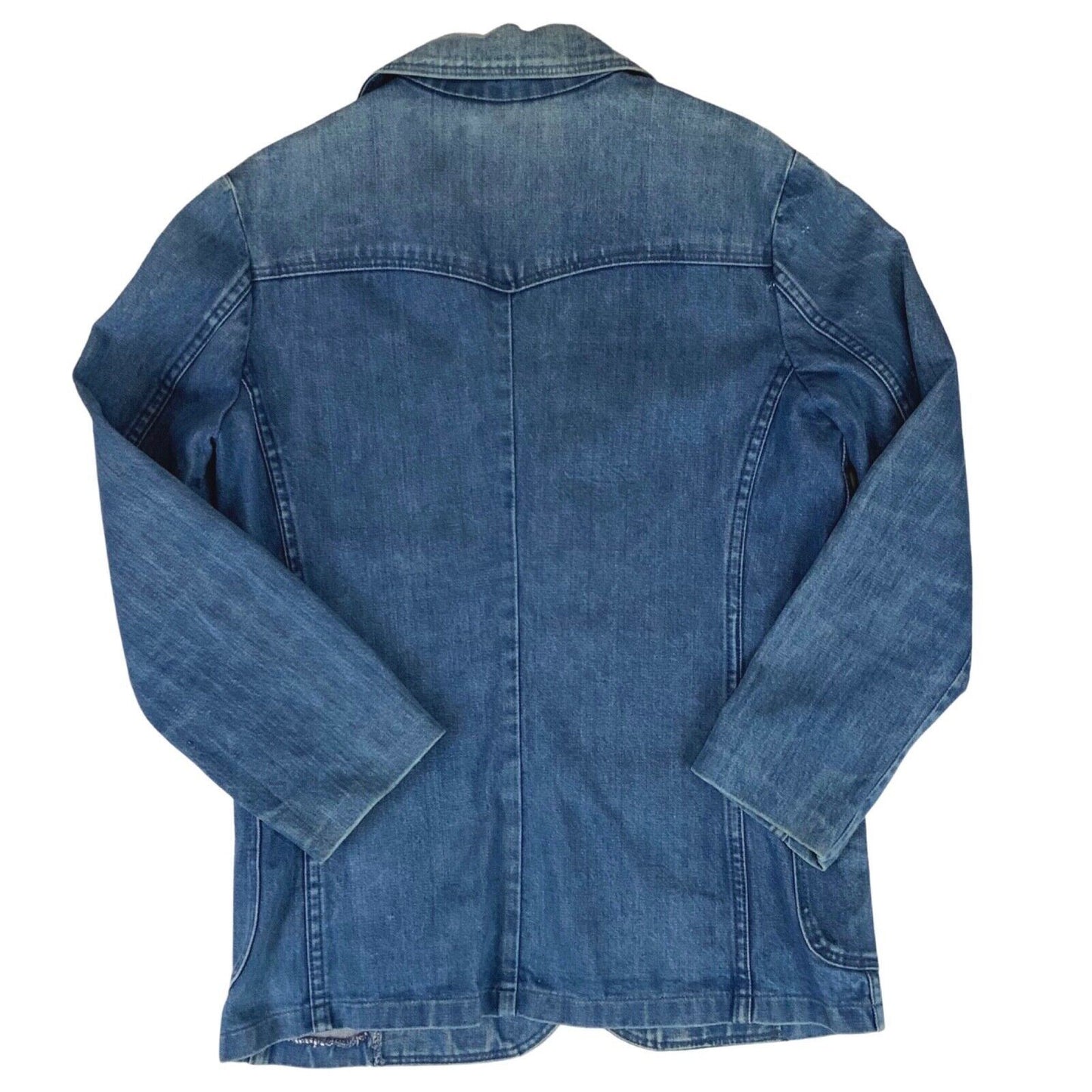 RARE VTG 70s WRANGLER DENIM BLAZER TUXEDO WESTERN SPORTS JACKET MOD 40” (36) S