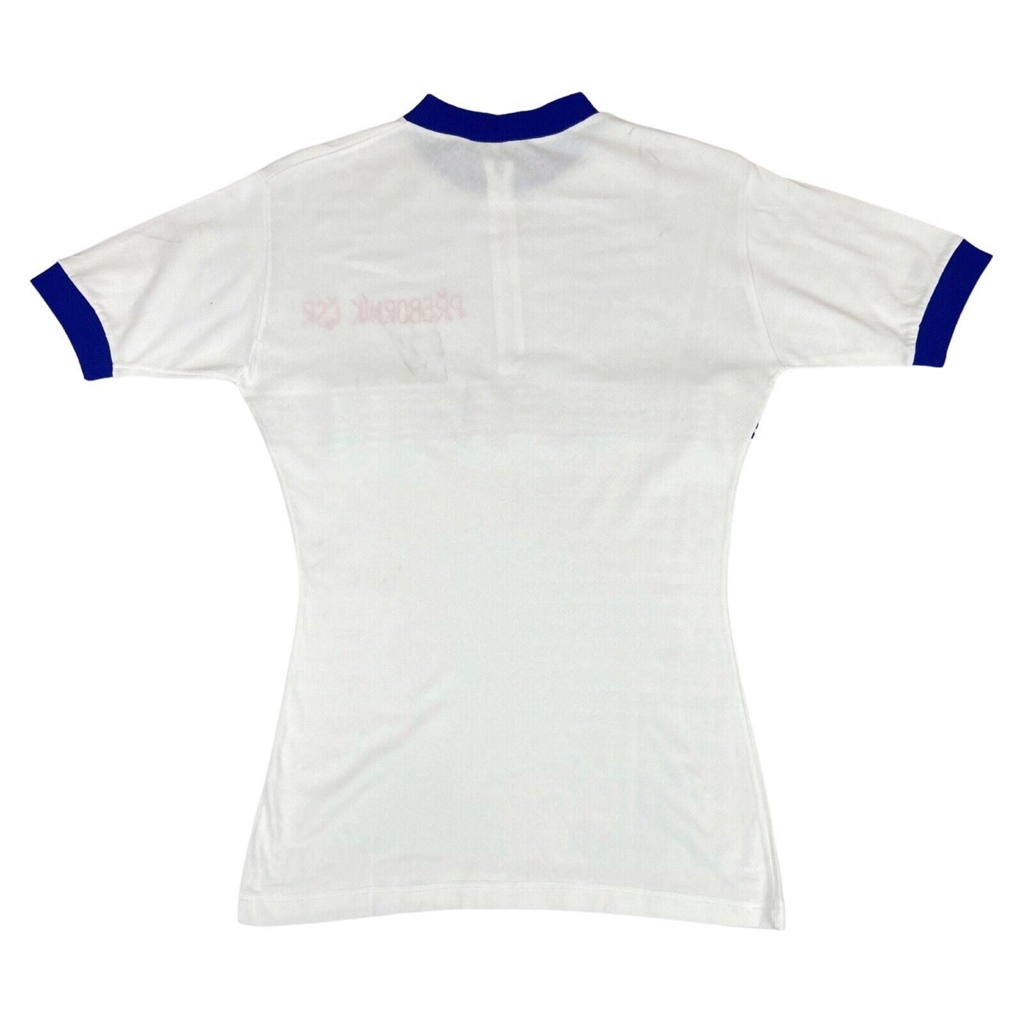 Vintage 70s White Cycling Top Chain Stitch Ribbed Sportswear TourDeFrance S 8 10