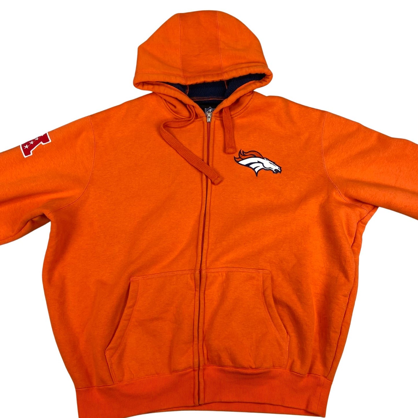 Early 2000s Orange Denver Broncos NFL Zip-Up Hooded Sweatshirt XXL