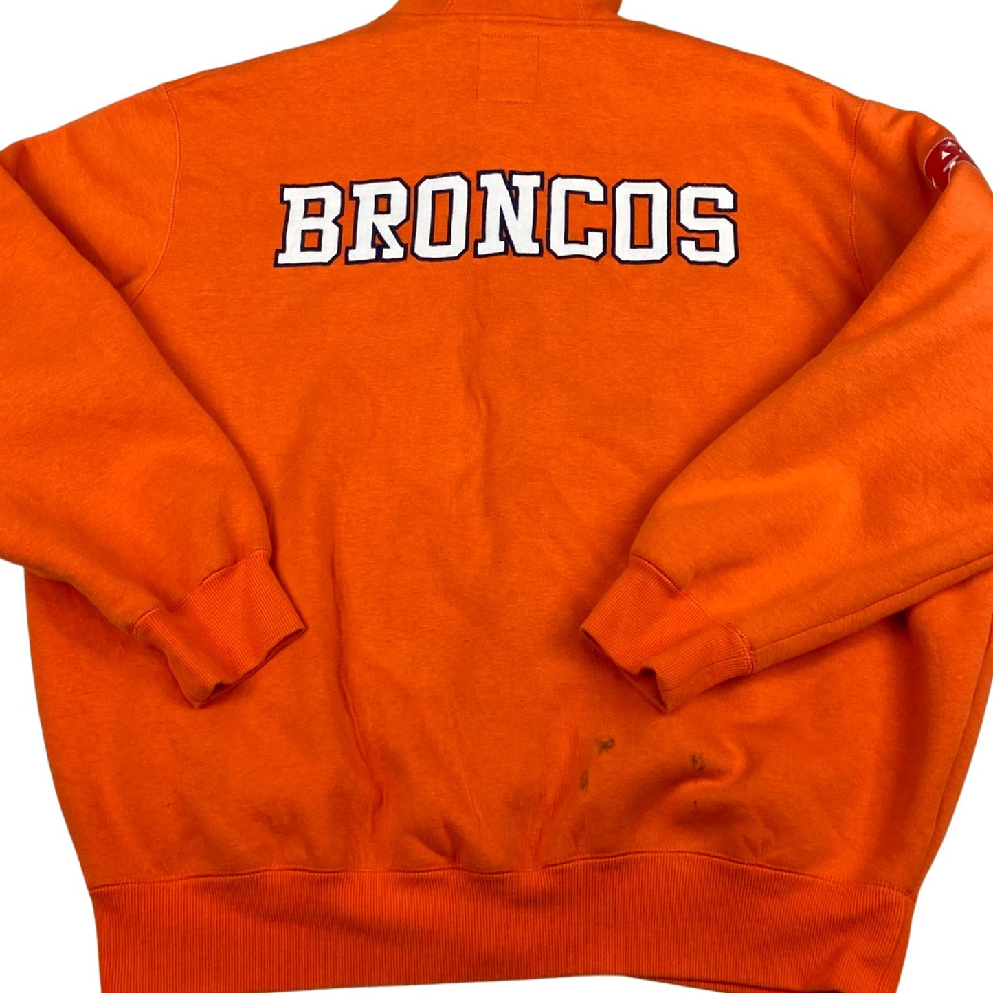 Early 2000s Orange Denver Broncos NFL Zip-Up Hooded Sweatshirt XXL