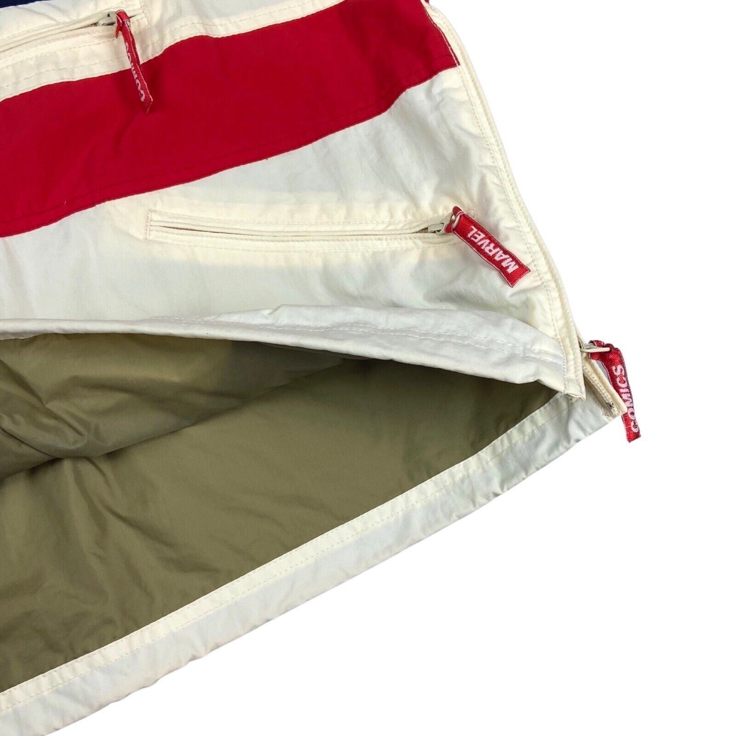 2000s 2010s Cream Navy Red Marvel Comics Anorak Utility Jacket Comic Con XL