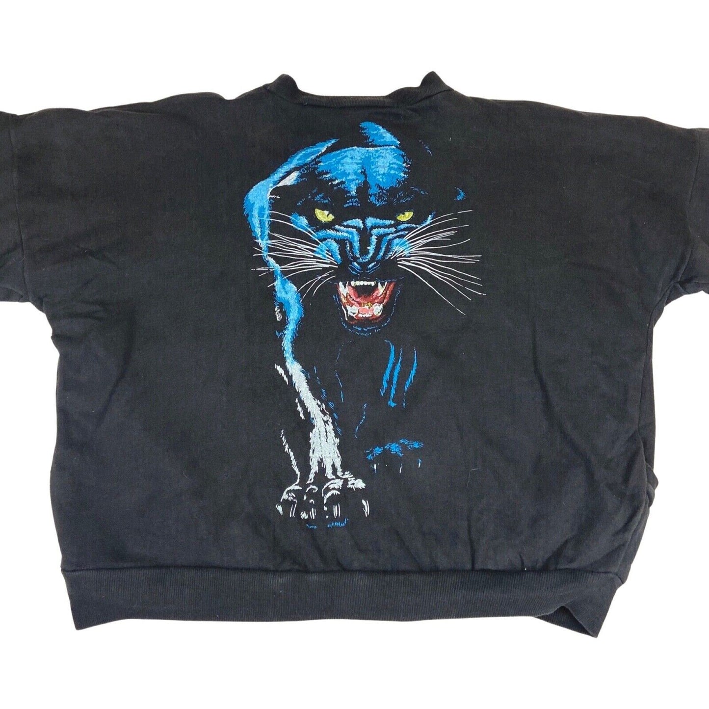 Vintage 90s 00s Black Graphic Panther Sweatshirt Quilt Lining Printed XL