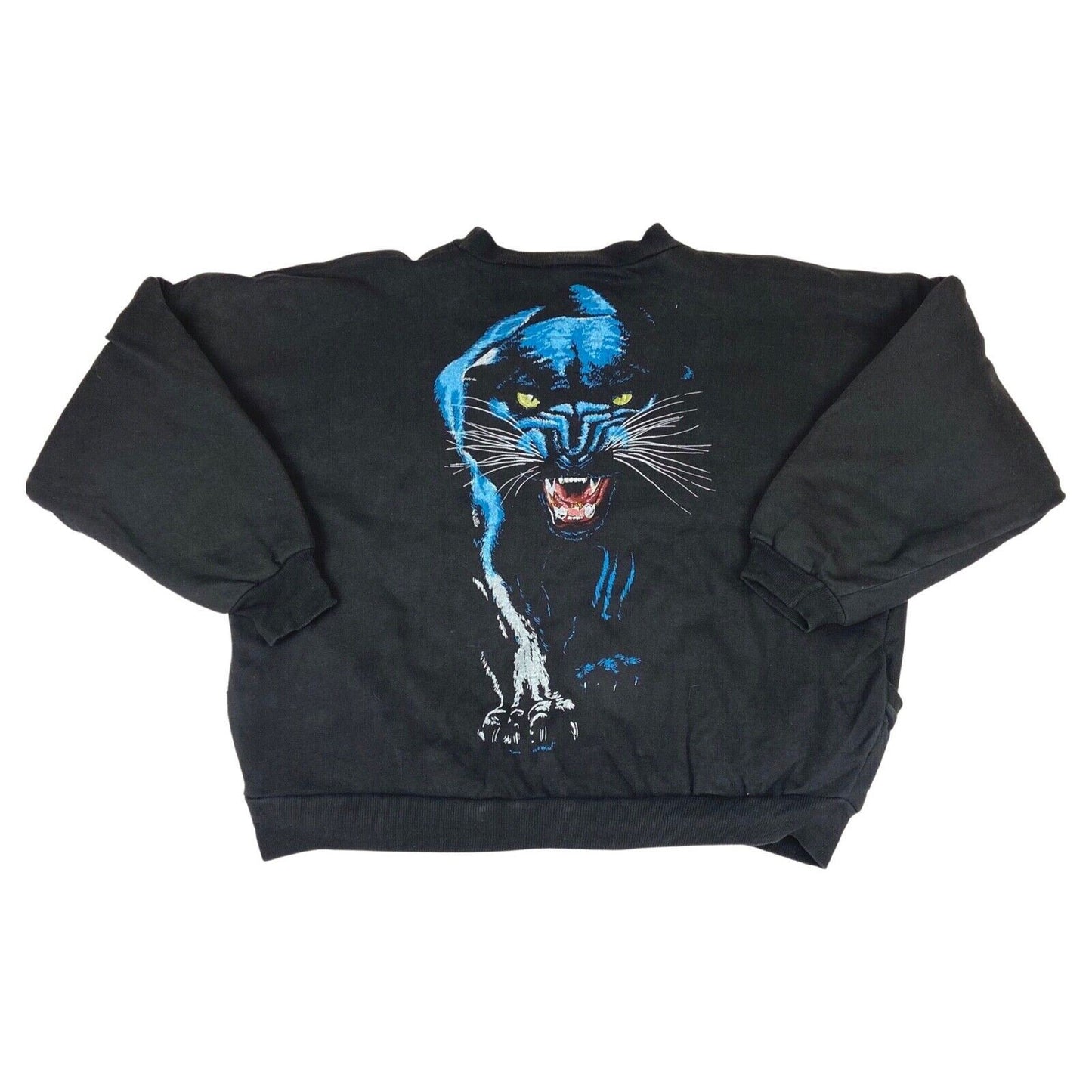 Vintage 90s 00s Black Graphic Panther Sweatshirt Quilt Lining Printed XL