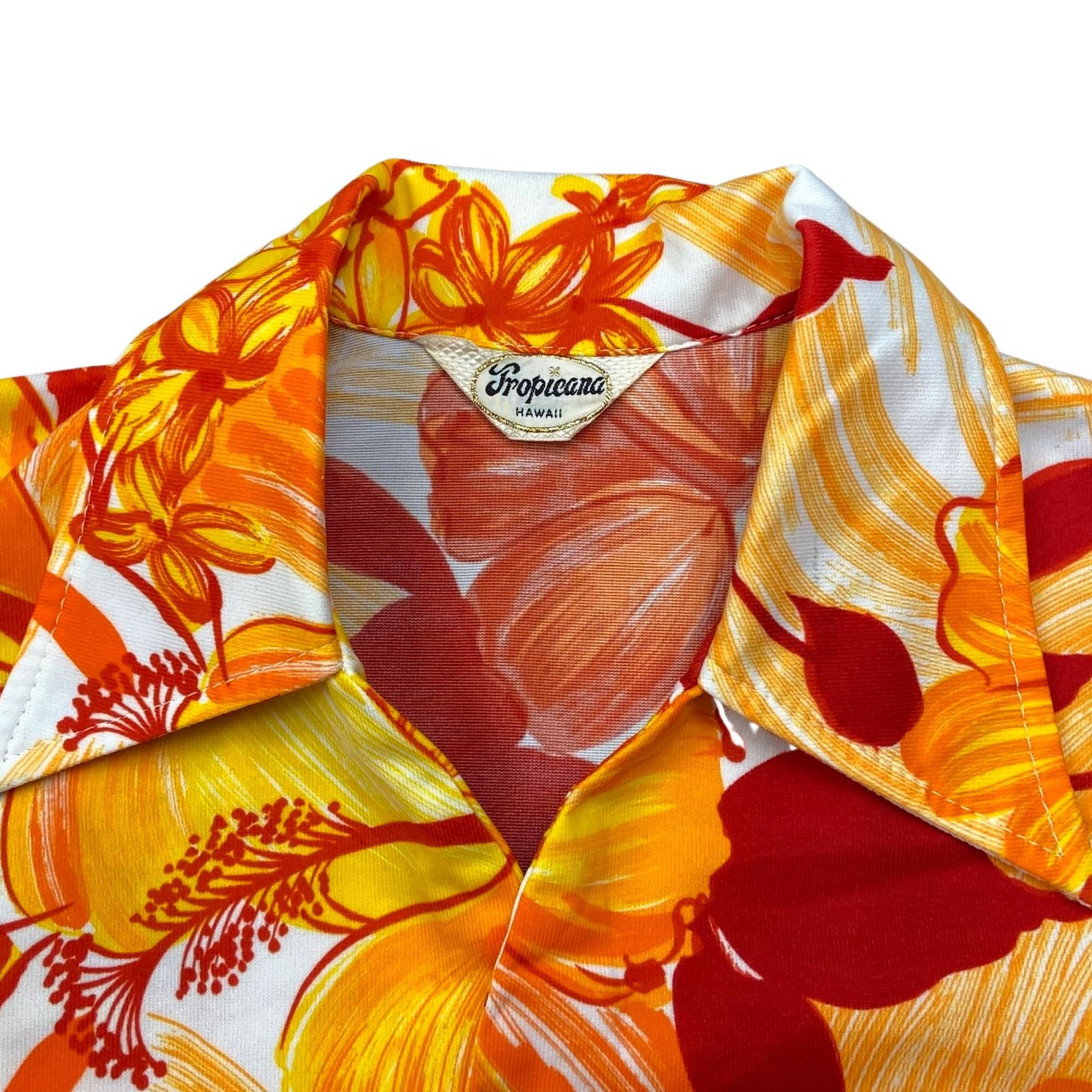 VTG 70s TROPICANA HAWAII ALOHA SHIRT POLYESTER ROCKABILLY 38” (34) XXS