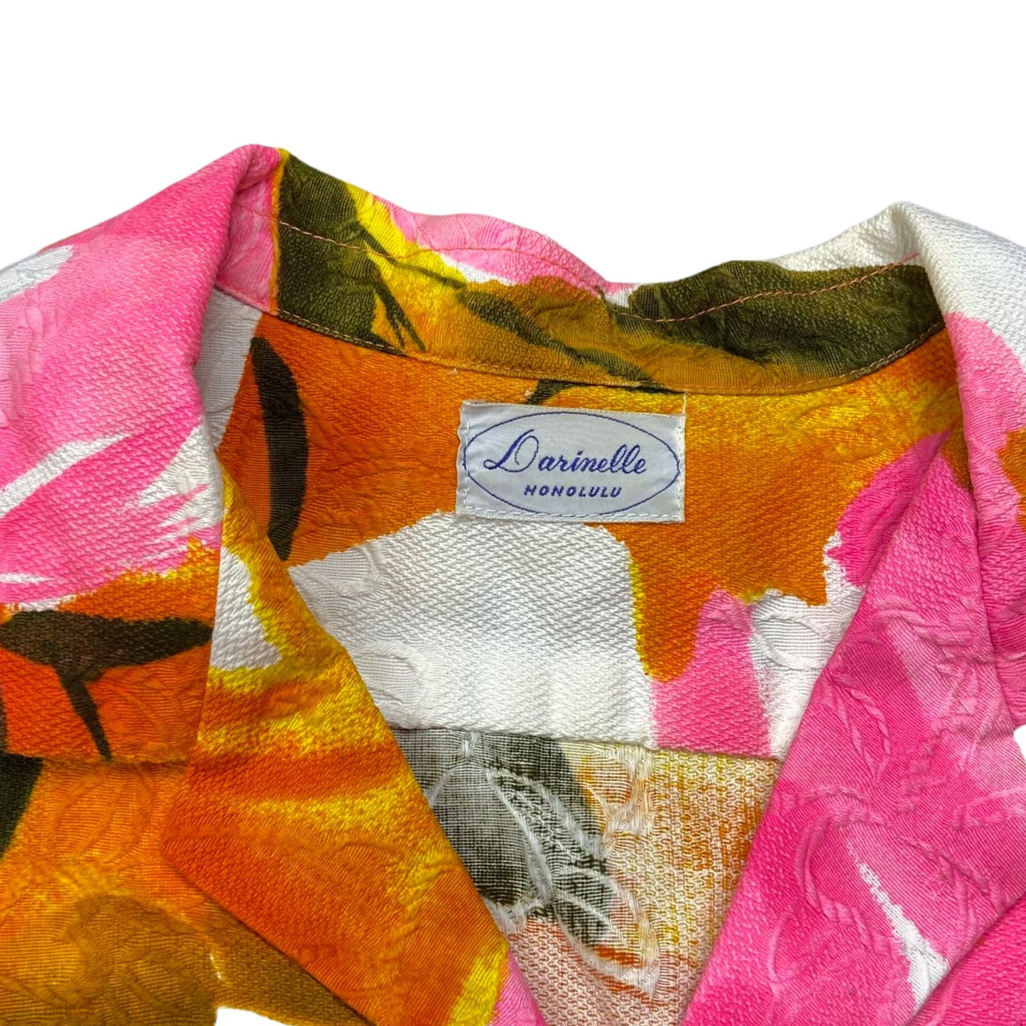 VTG 60s 70s DANIELLE BARK CLOTH HAWAIIAN ALOHA SHIRT ROCKABILLY HOT 47” (44) XL