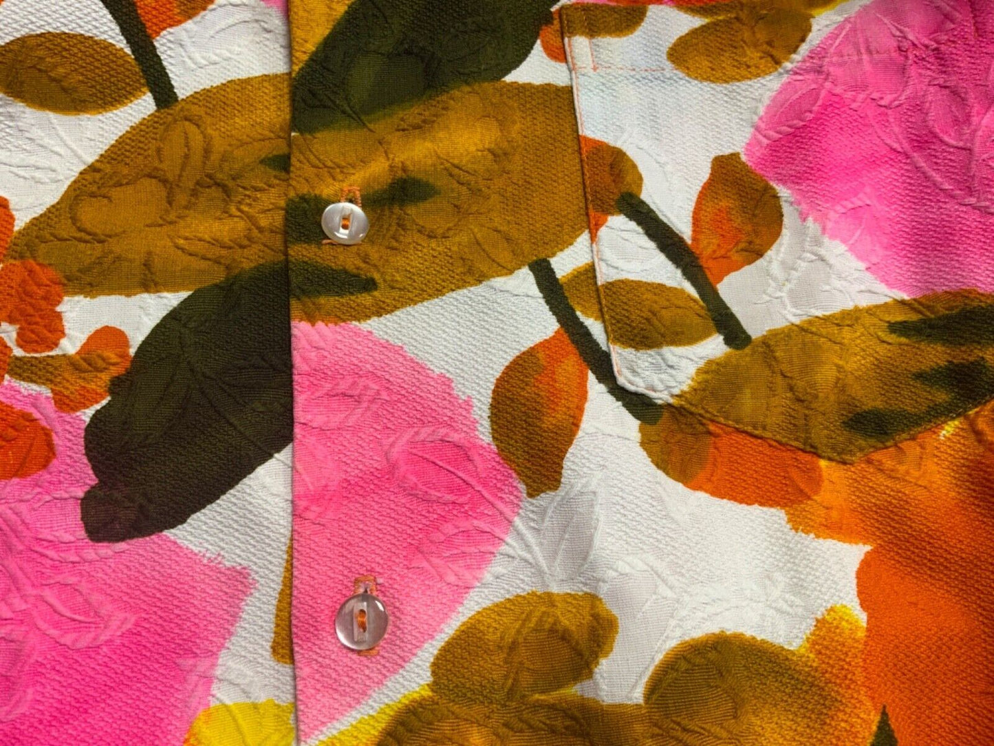VTG 60s 70s DANIELLE BARK CLOTH HAWAIIAN ALOHA SHIRT ROCKABILLY HOT 47” (44) XL