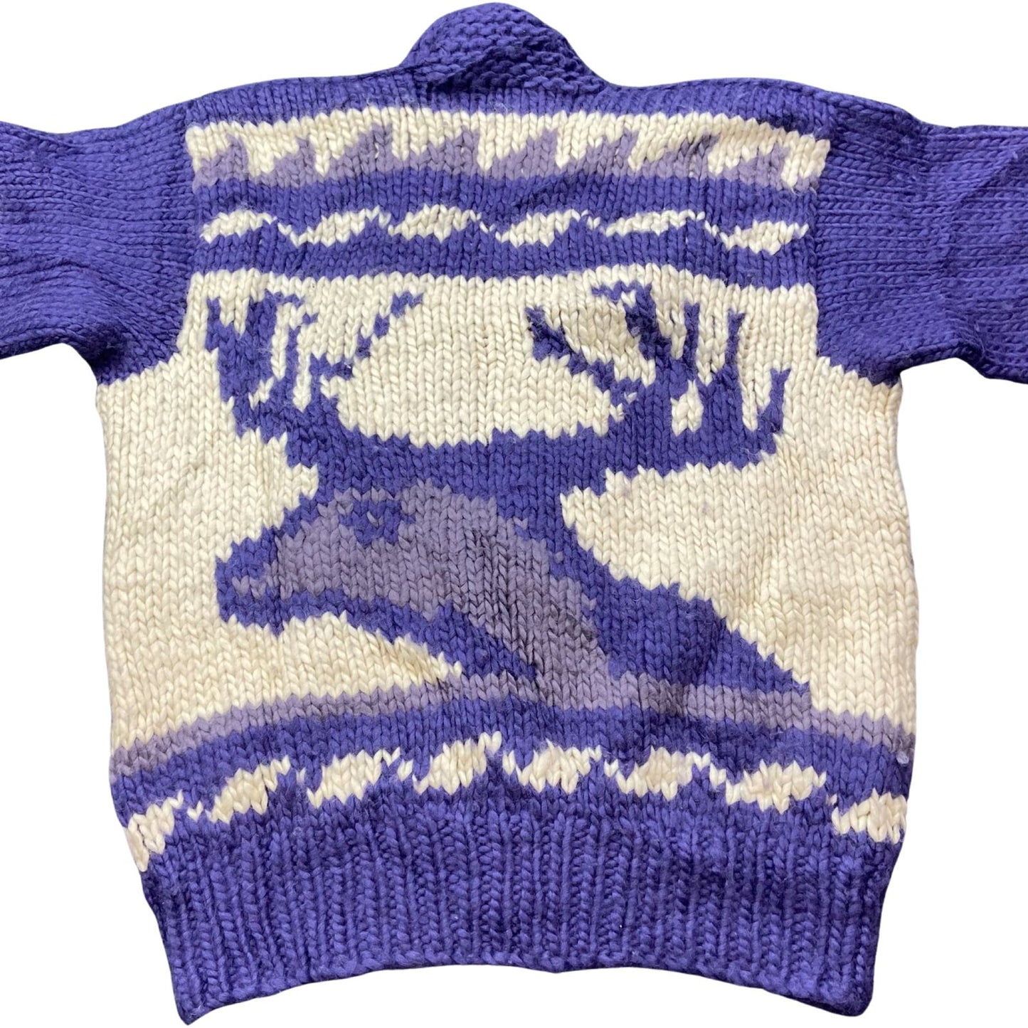 VTG NATIVE CANADIAN AMERICAN COWICHAN INDIAN HAND KNIT CARDIGAN 43” (40) M