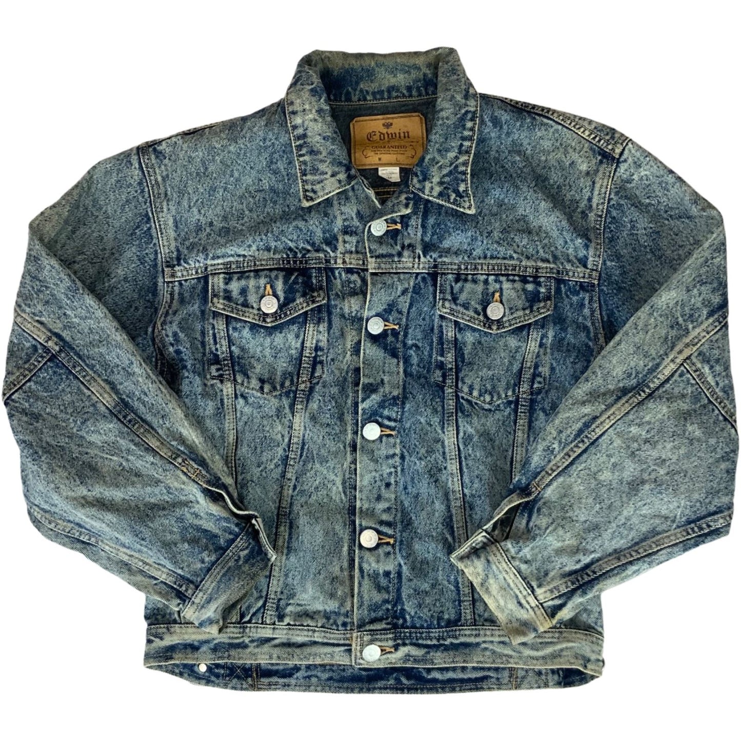 VTG 80s 90s EDWIN JAPAN ACID WASH DENIM JACKET OVERSIZED 46” (42) L