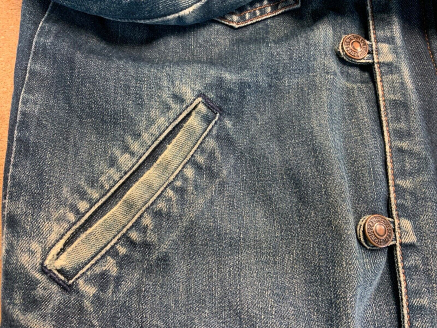 VTG 00s LEVIS 70650 LINED DENIM BOMBER JACKET LOVELY WEAR ROCKABILLY 37” (34) X