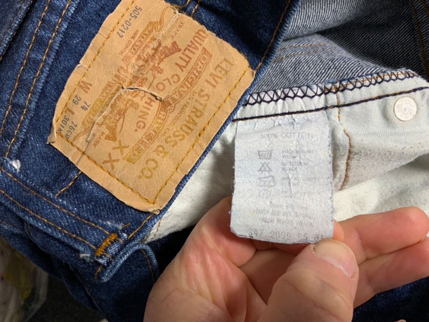 VTG 1981 LEVIS 505-0217 RED TAB HEAVYWEIGHT JEANS ROCKABILLY MOD 80s 28” W 30”L