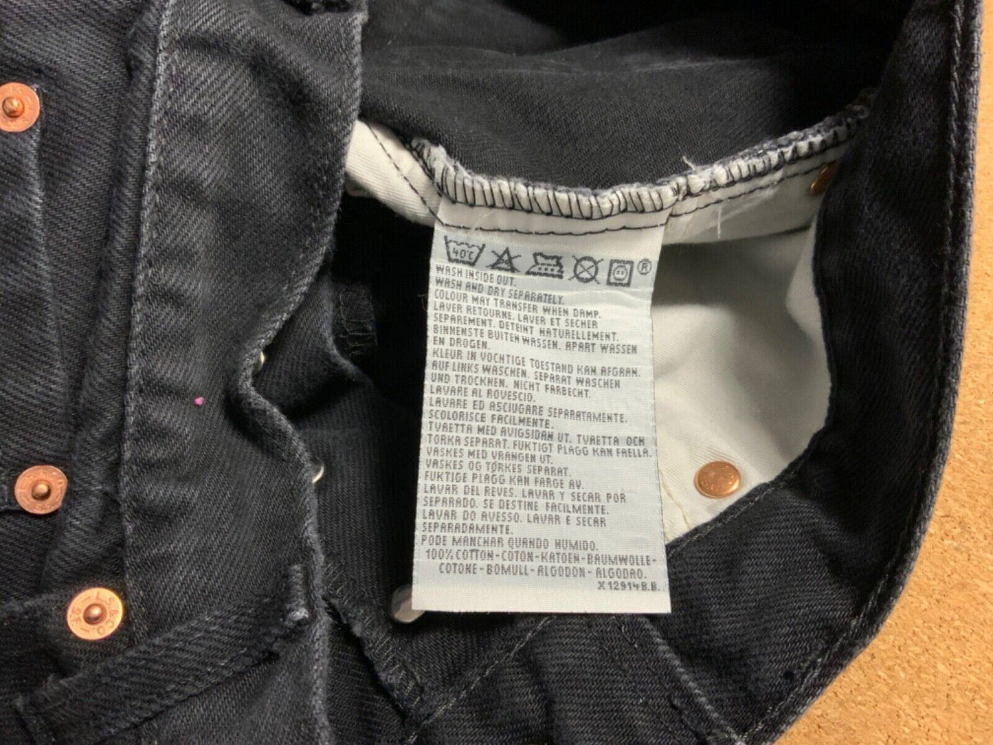 VTG 90s LEVIS ORANGE TAB BLACK DENIM JEANS ROCKABILLY 33” W 34” L