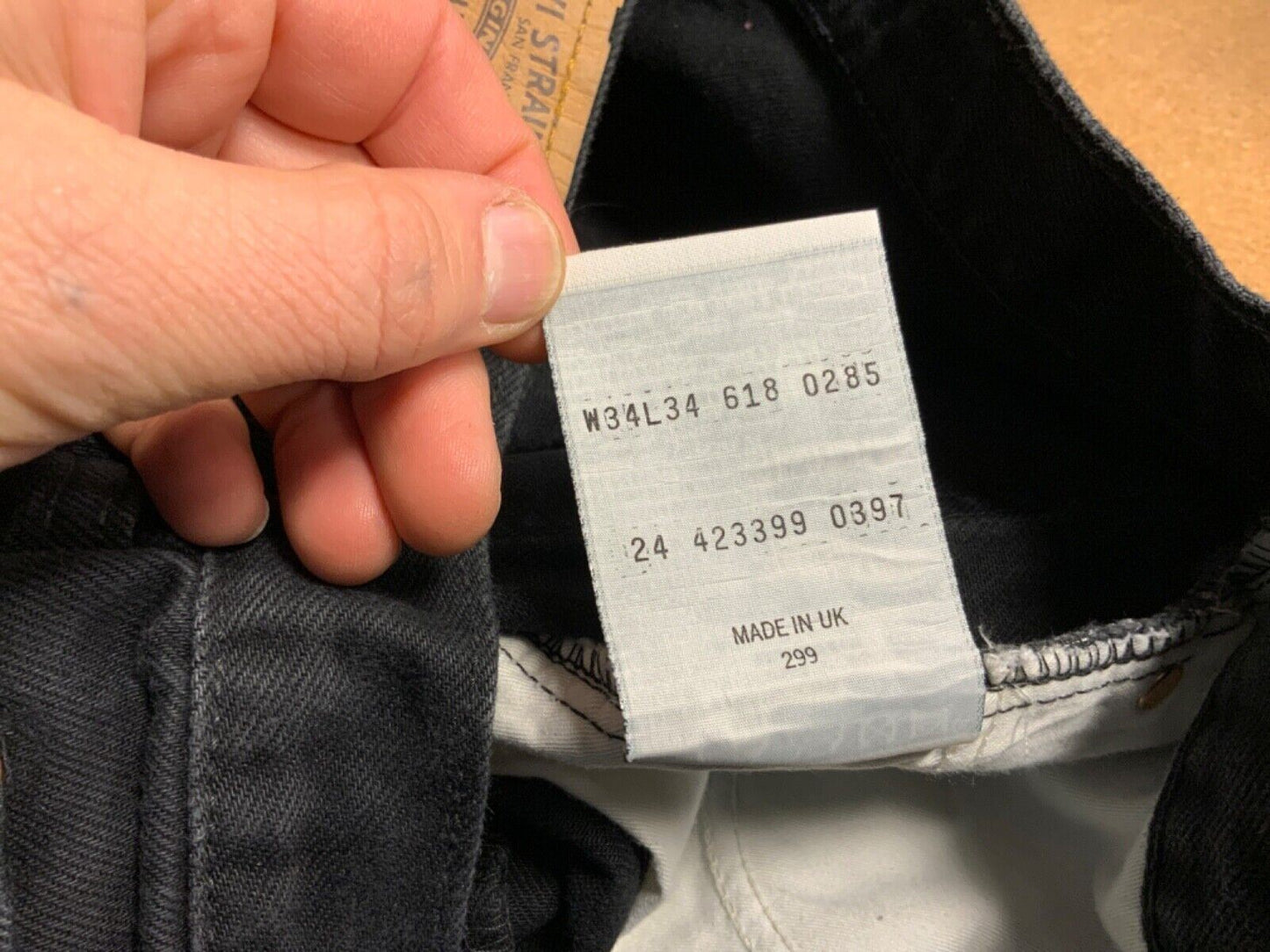 VTG 90s LEVIS ORANGE TAB BLACK DENIM JEANS ROCKABILLY 33” W 34” L