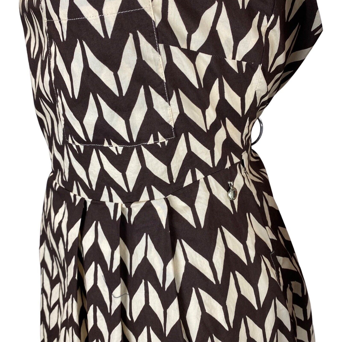Vintage 00s Brown Cream Woolrich Geometric Patterned Smock Dress 12 14 M