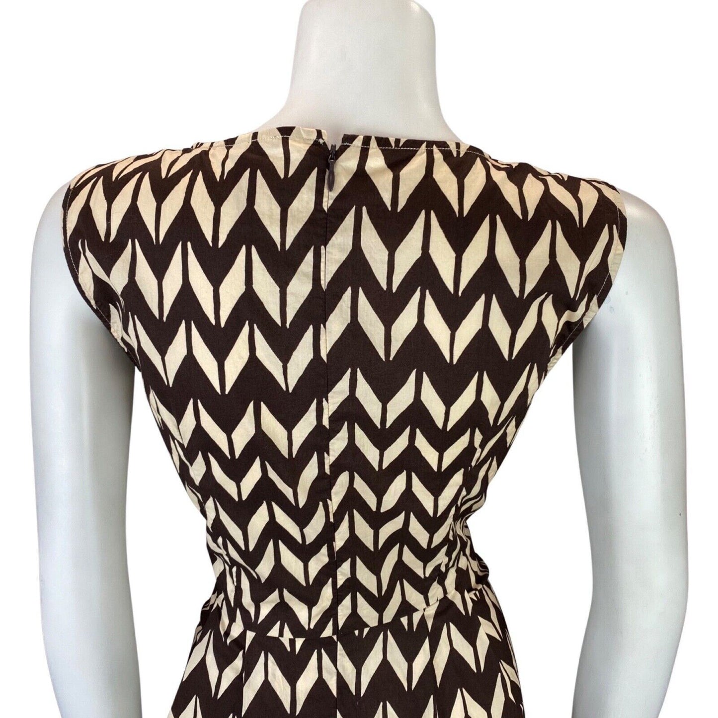 Vintage 00s Brown Cream Woolrich Geometric Patterned Smock Dress 12 14 M