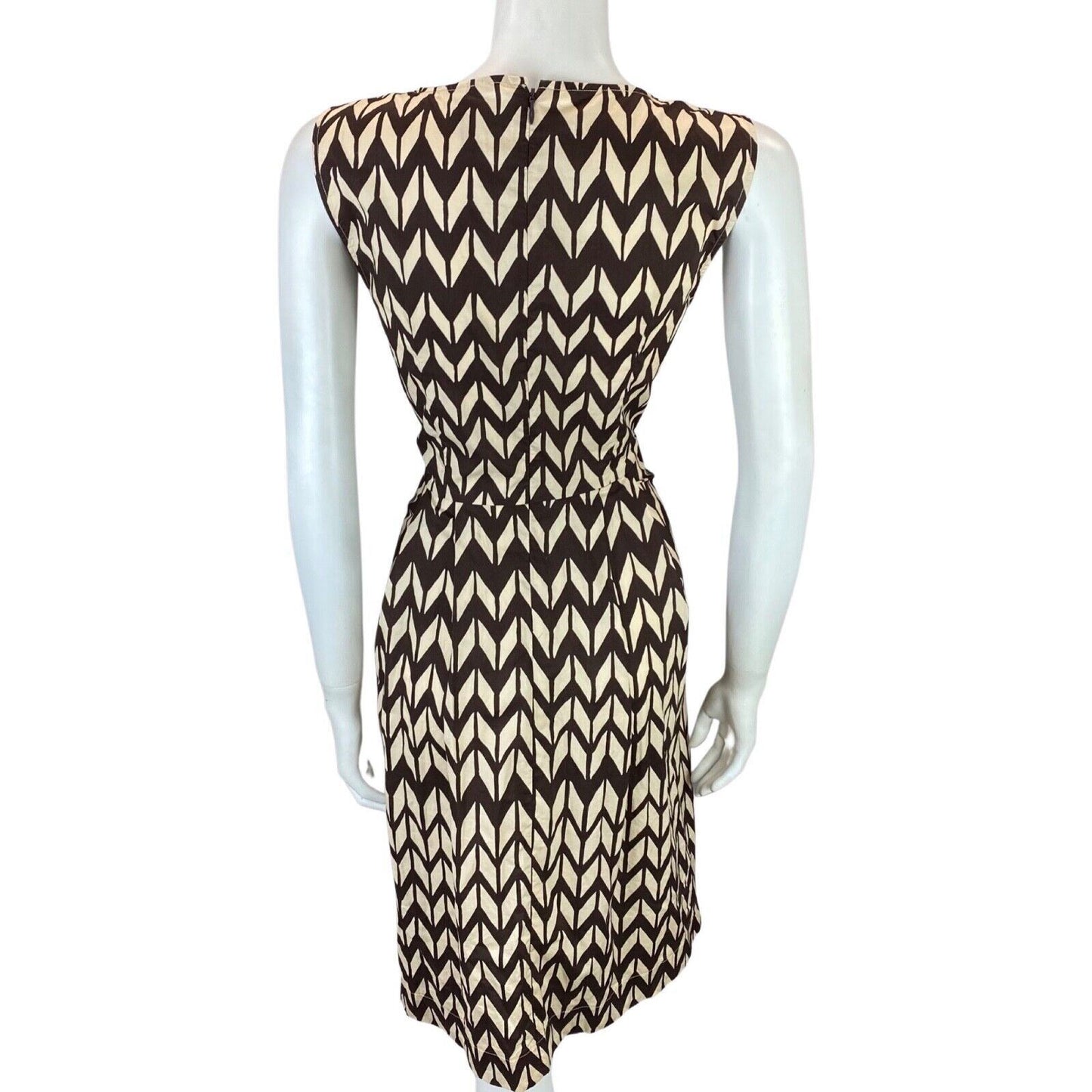 Vintage 00s Brown Cream Woolrich Geometric Patterned Smock Dress 12 14 M