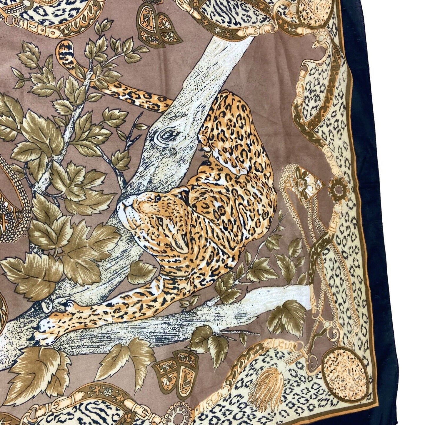 Vintage 00s 90s Brown Orange Leopard Print Graphic Print Scarf