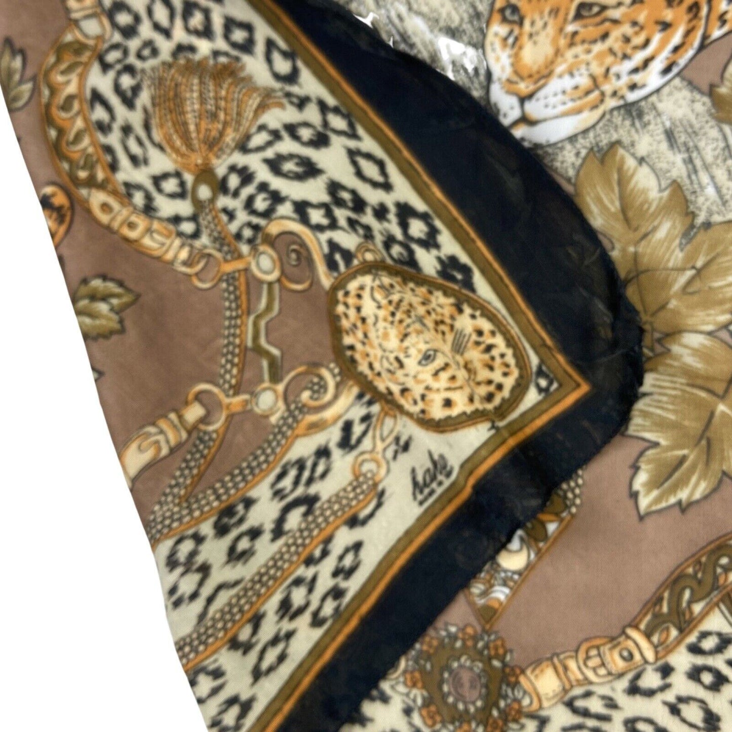 Vintage 00s 90s Brown Orange Leopard Print Graphic Print Scarf