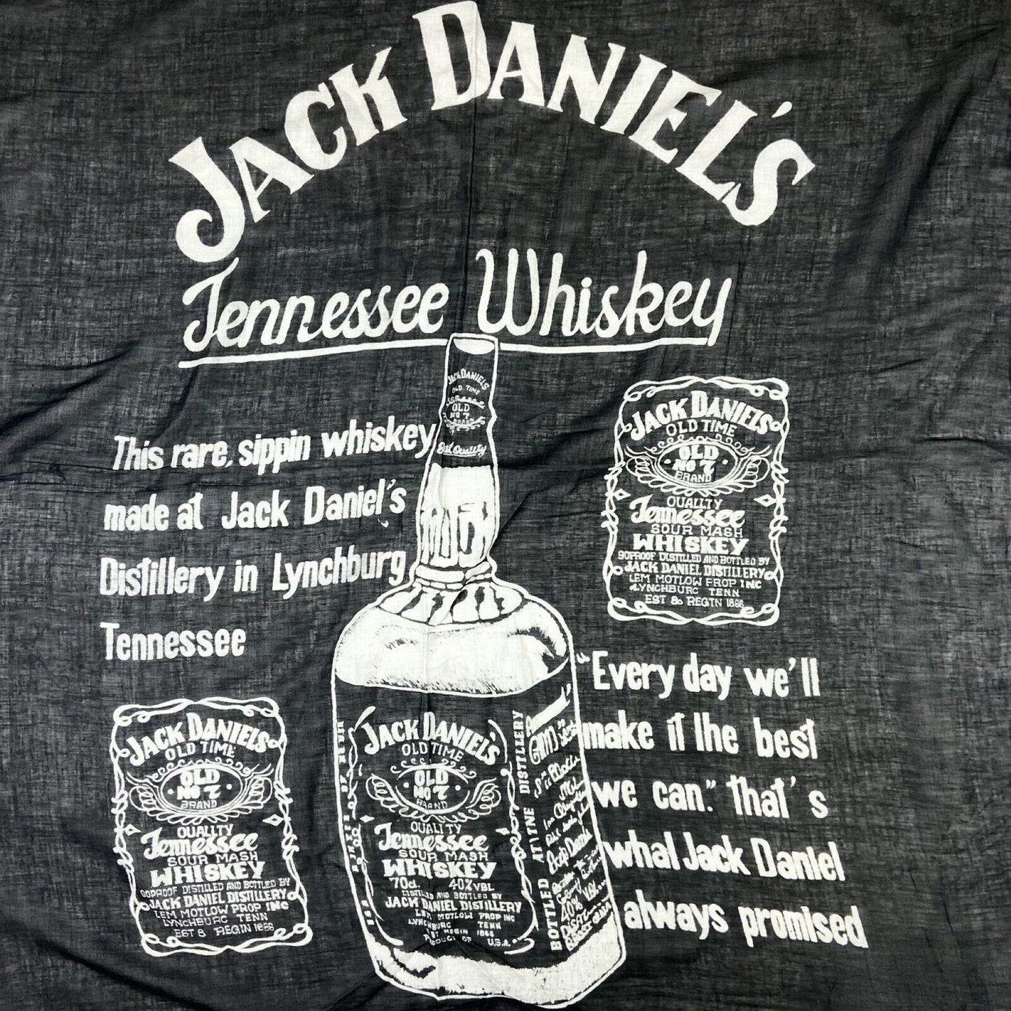 Vintage 90s 00s Black White Jack Daniels Graphic Print Scarf