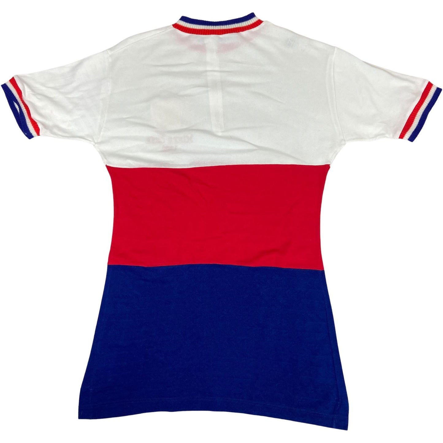 Vintage 1988 White Red Blue Cycling Zip Up Sportswear Form Fit Top S 8 10