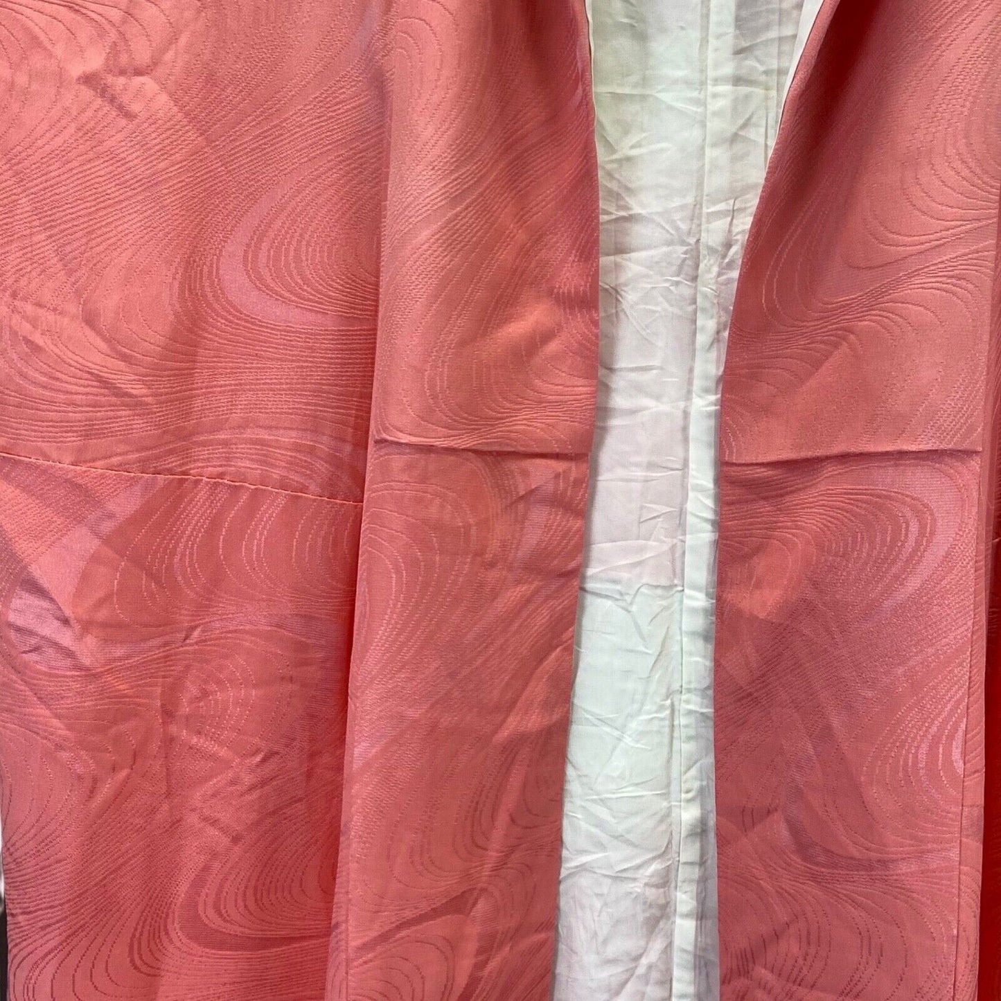 Vintage 60s 70s Pink Cream Silk Embroidered Floral Komon Showa Kimono 16 L