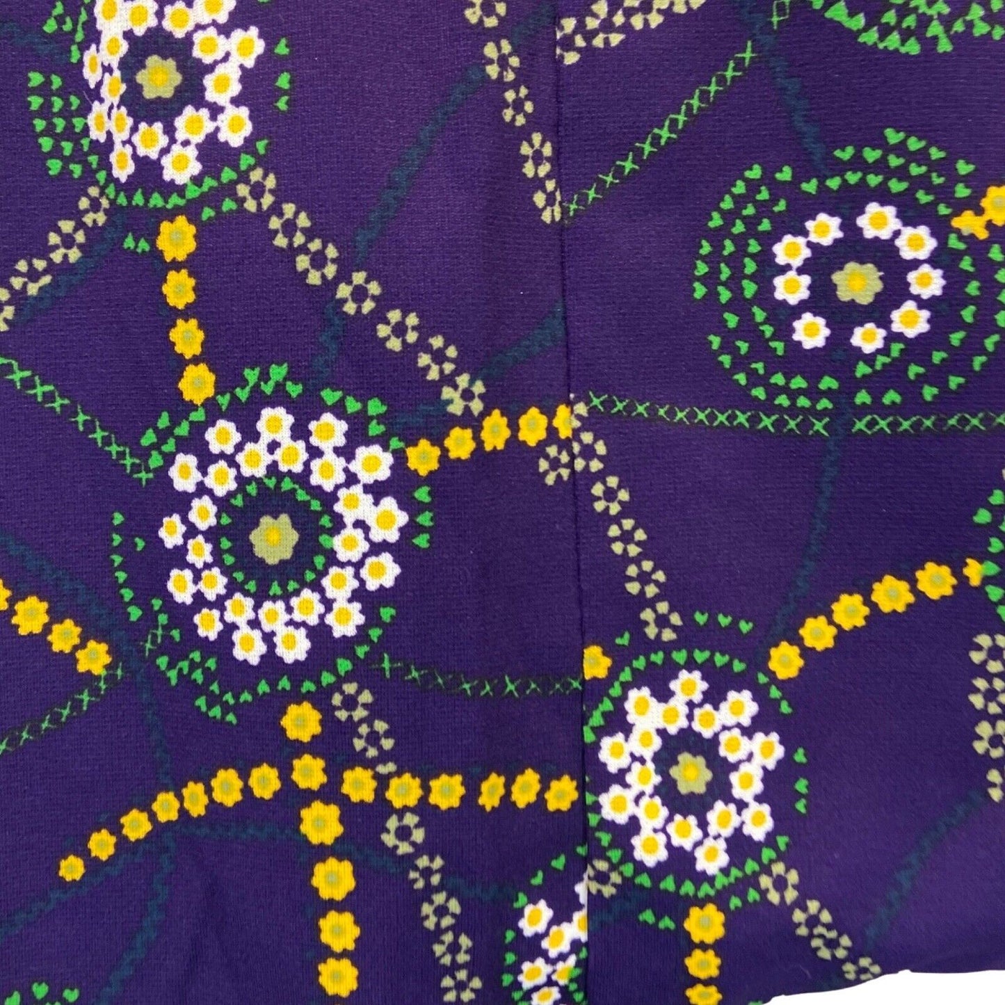 Vintage 70s 80s Purple Yellow Geometric Floral Komon Haori Kimono 16 18 L